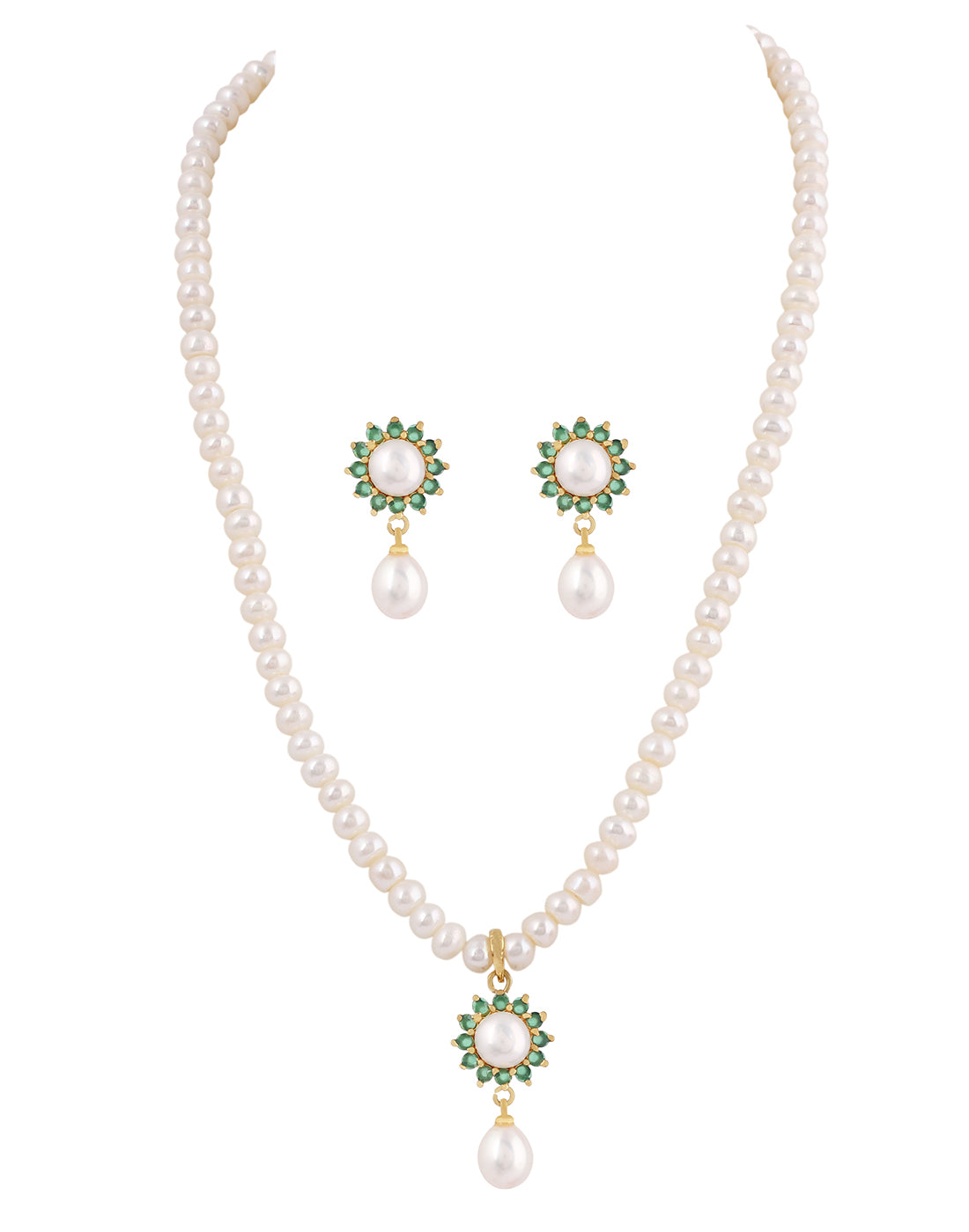 Natural Fresh Water Real Single String Pearl Set With Certificate(D.No ADPRLS216)