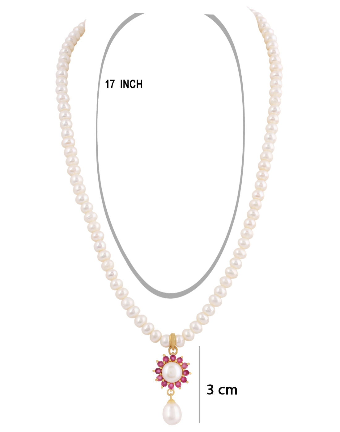 Natural Fresh Water Real Single String Pearl Set With Certificate(D.No ADPRLS217)