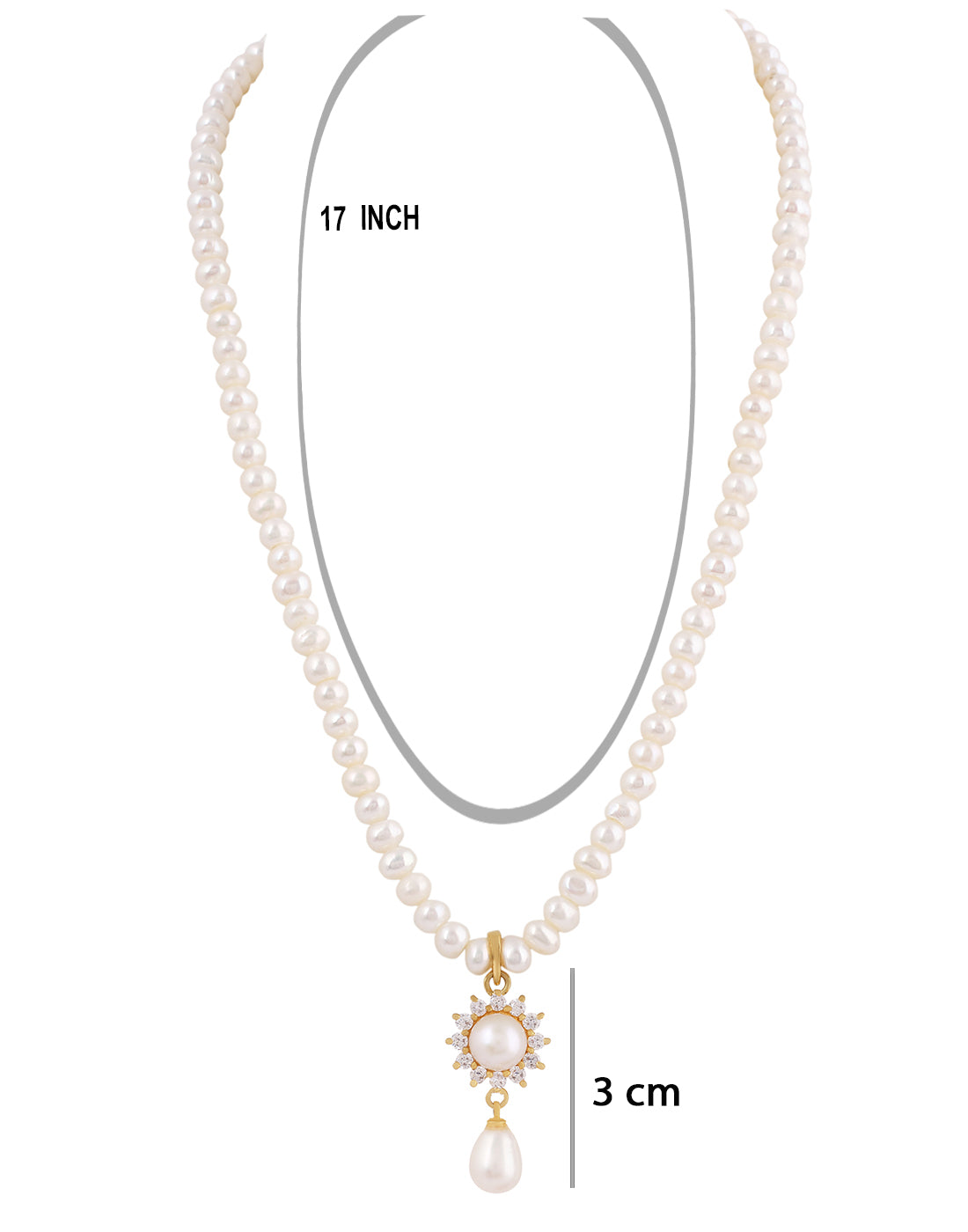 Natural Fresh Water Real Single String Pearl Set With Certificate(D.No ADPRLS218)