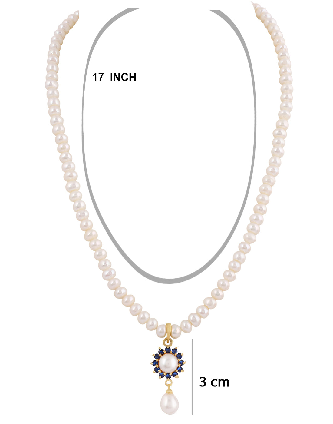 Natural Fresh Water Real Single String Pearl Set With Certificate(D.No ADPRLS219)