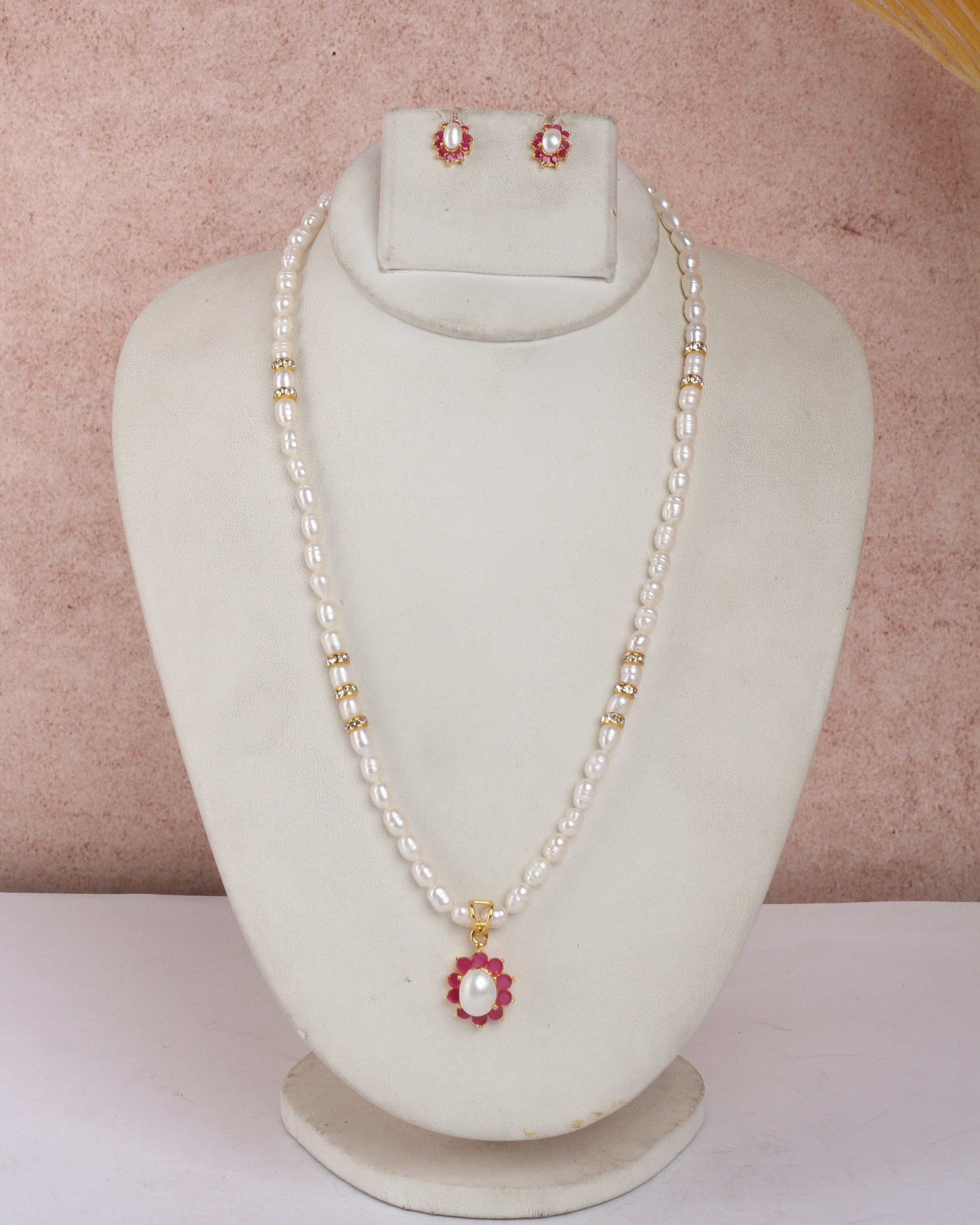 Real Natural Fresh Water Single String Pearls Set For Women With Certificate(D.No ADPRLS2214)