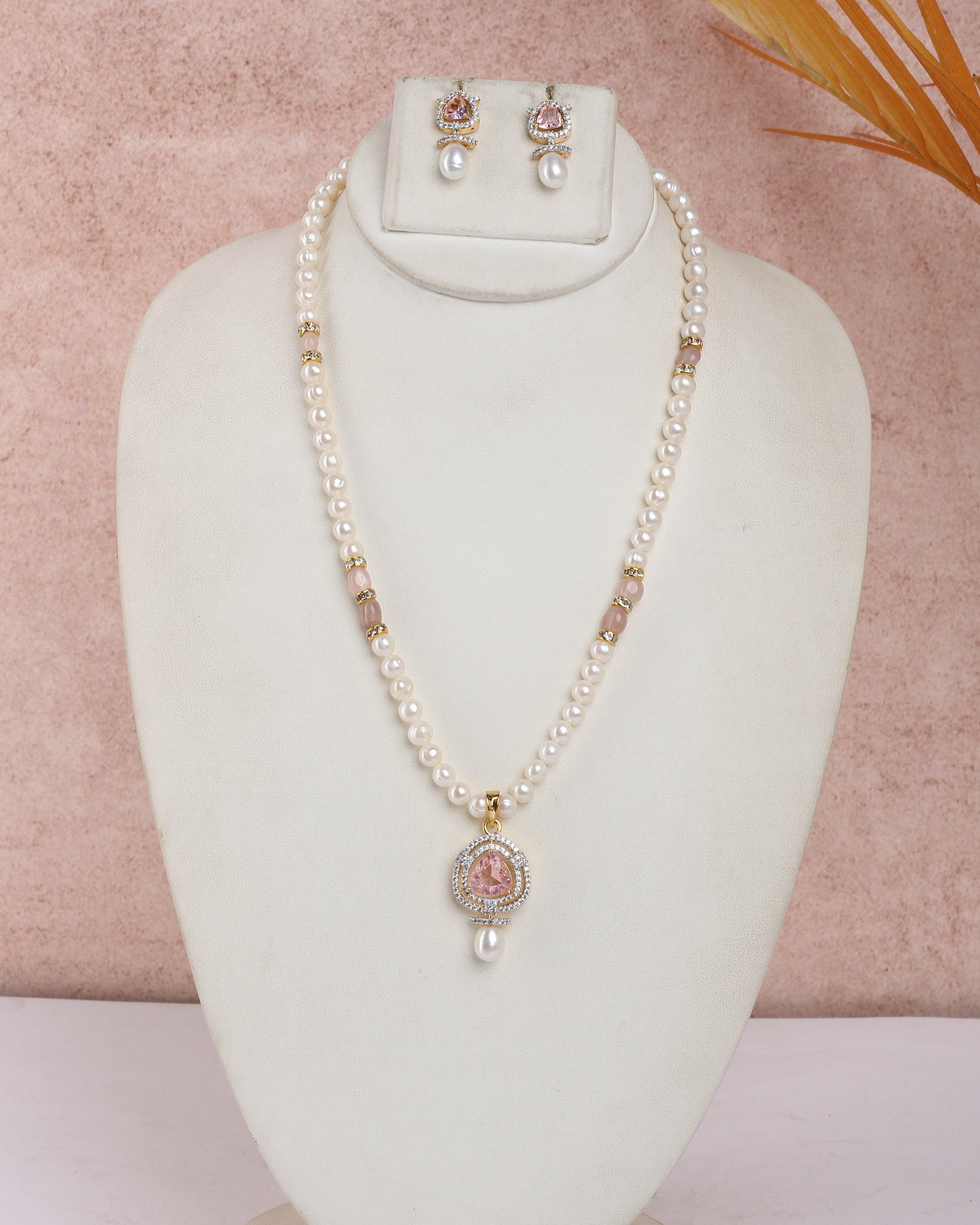 Real Natural Fresh Water Single String Pearls Set For Women With Certificate(D.No ADPRLS2226)