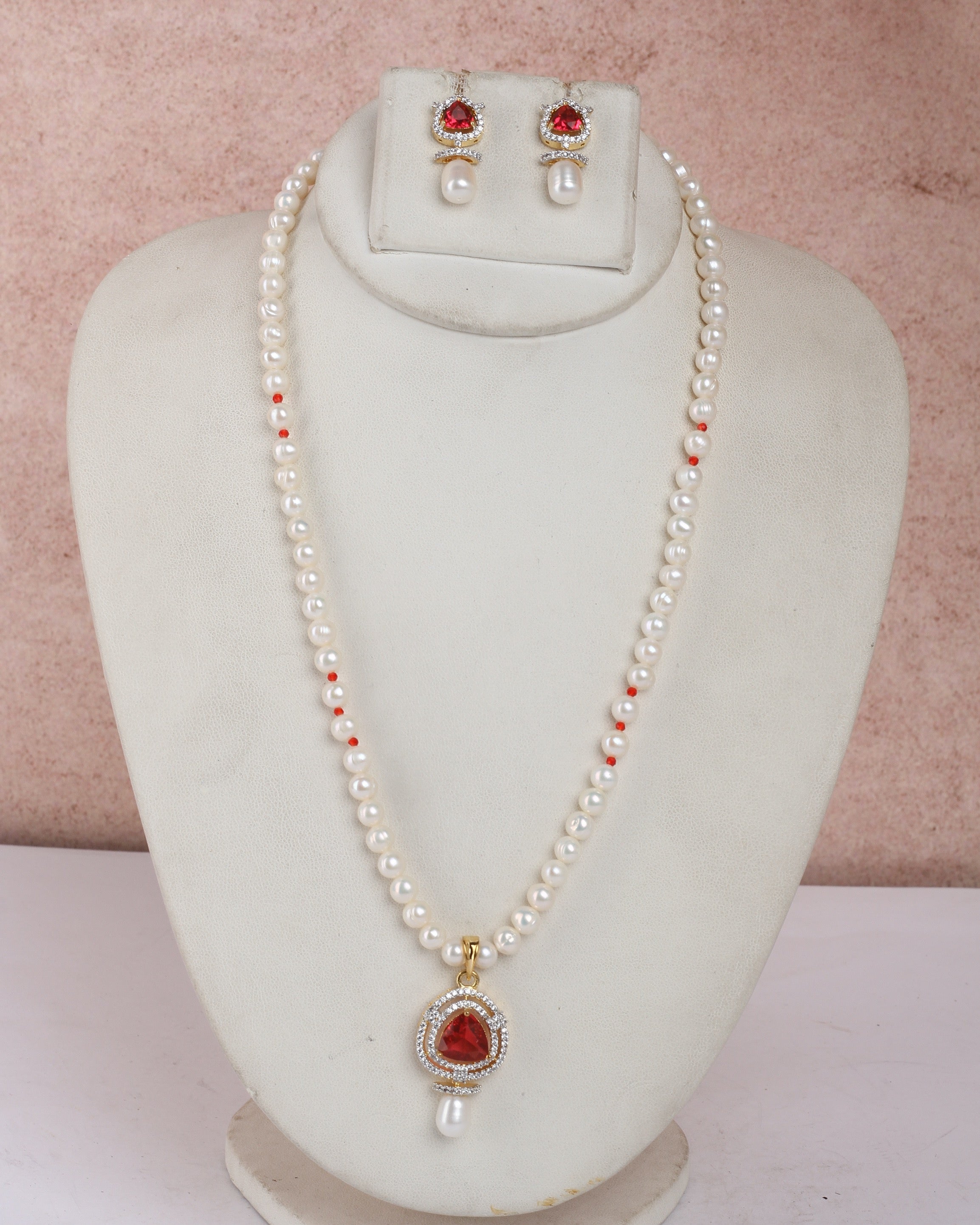 Real Natural Fresh Water Single String Pearls Set For Women With Certificate(D.No ADPRLS2229)