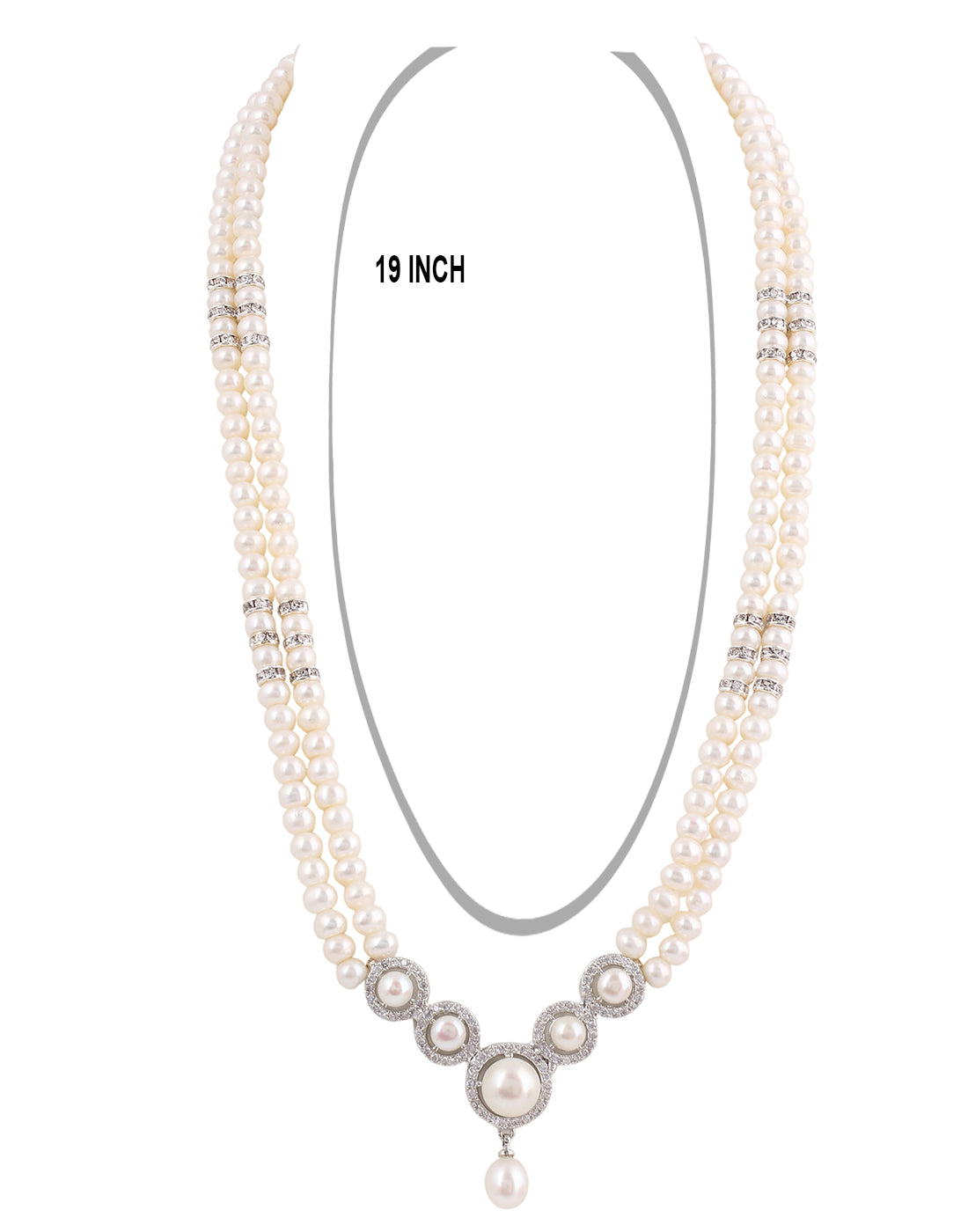 Natural Fresh Water Real Double String Pearl Set With Certificate(D.No ADPRLS223)