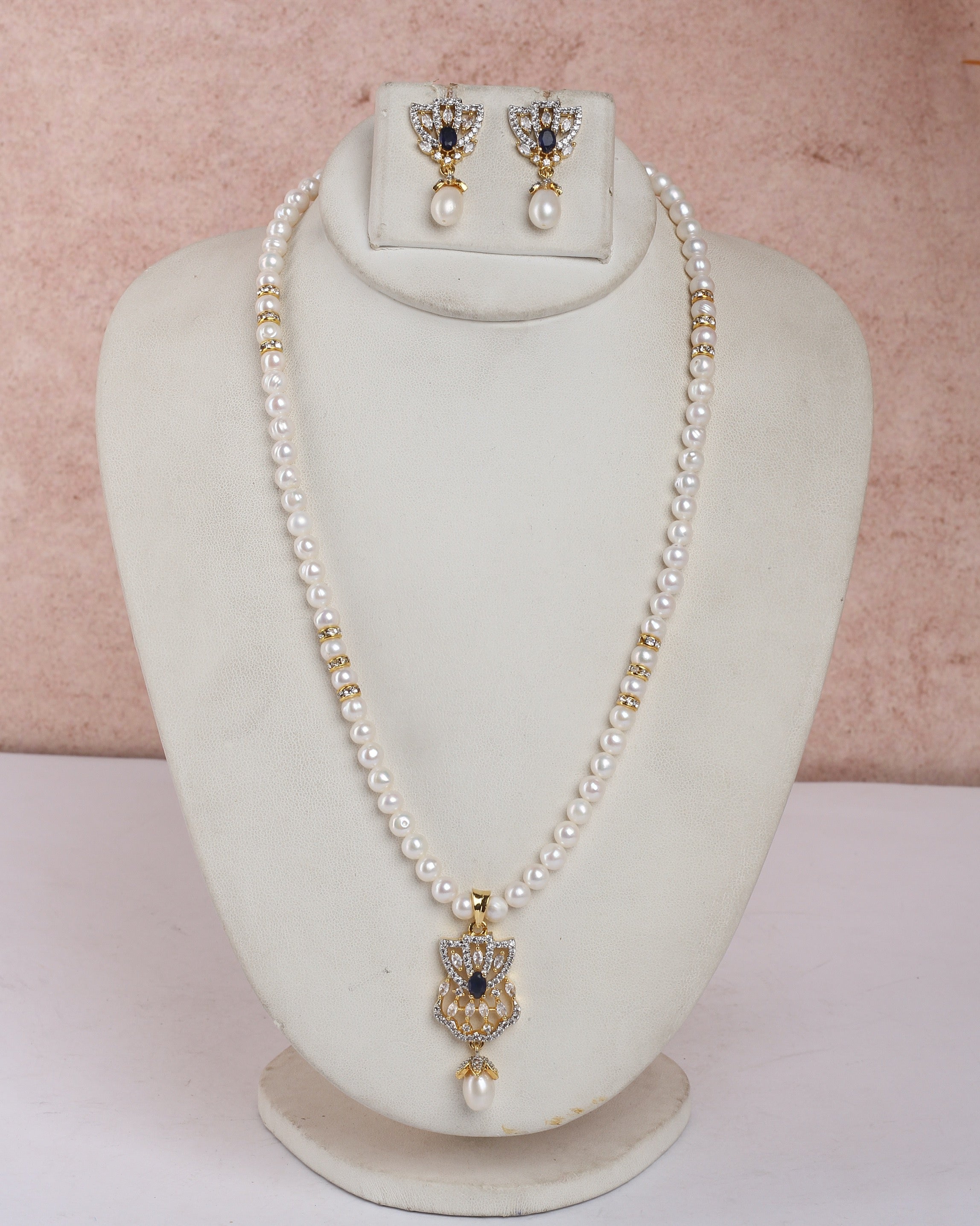 Real Natural Fresh Water Single String Pearls Set For Women With Certificate(D.No ADPRLS2234)