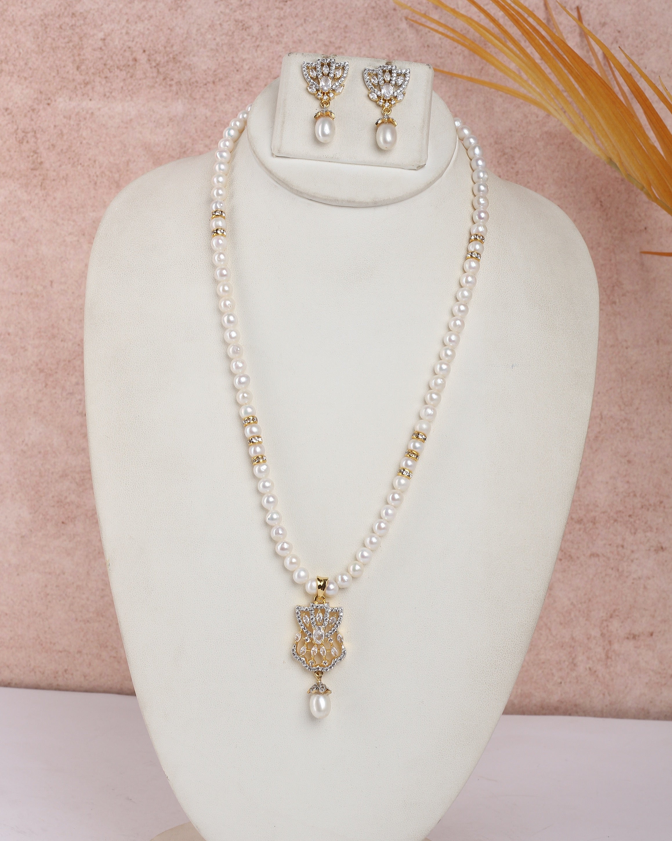 Real Natural Fresh Water Single String Pearls Set For Women With Certificate(D.No ADPRLS2237)