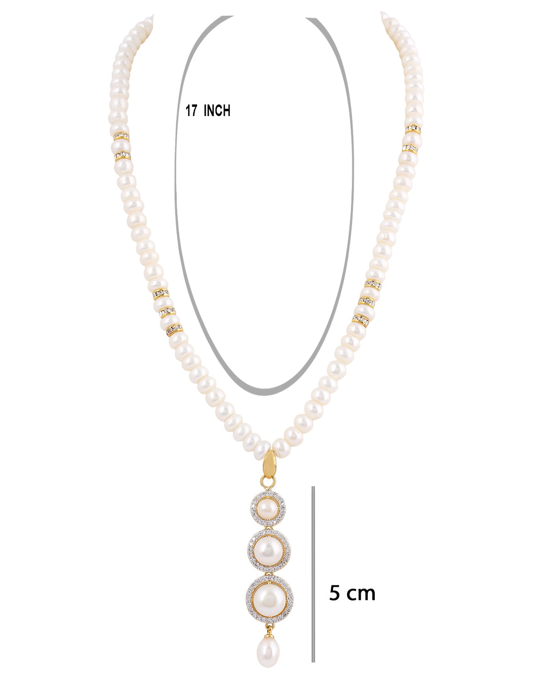 Natural Fresh Water Real Single String Pearl Set With Certificate(D.No ADPRLS224)