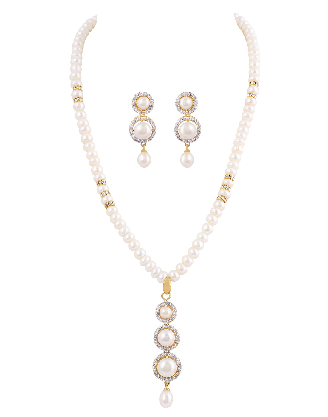 Natural Fresh Water Real Single String Pearl Set With Certificate(D.No ADPRLS224)