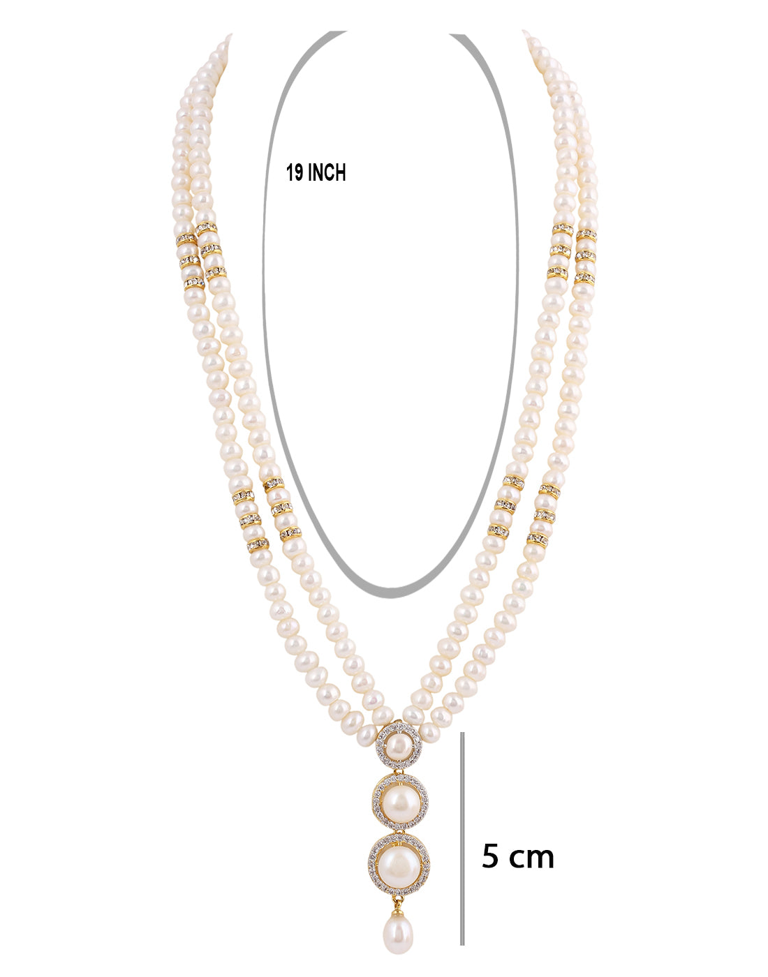 Natural Fresh Water Real Double String Pearl Set With Certificate(D.No ADPRLS225)