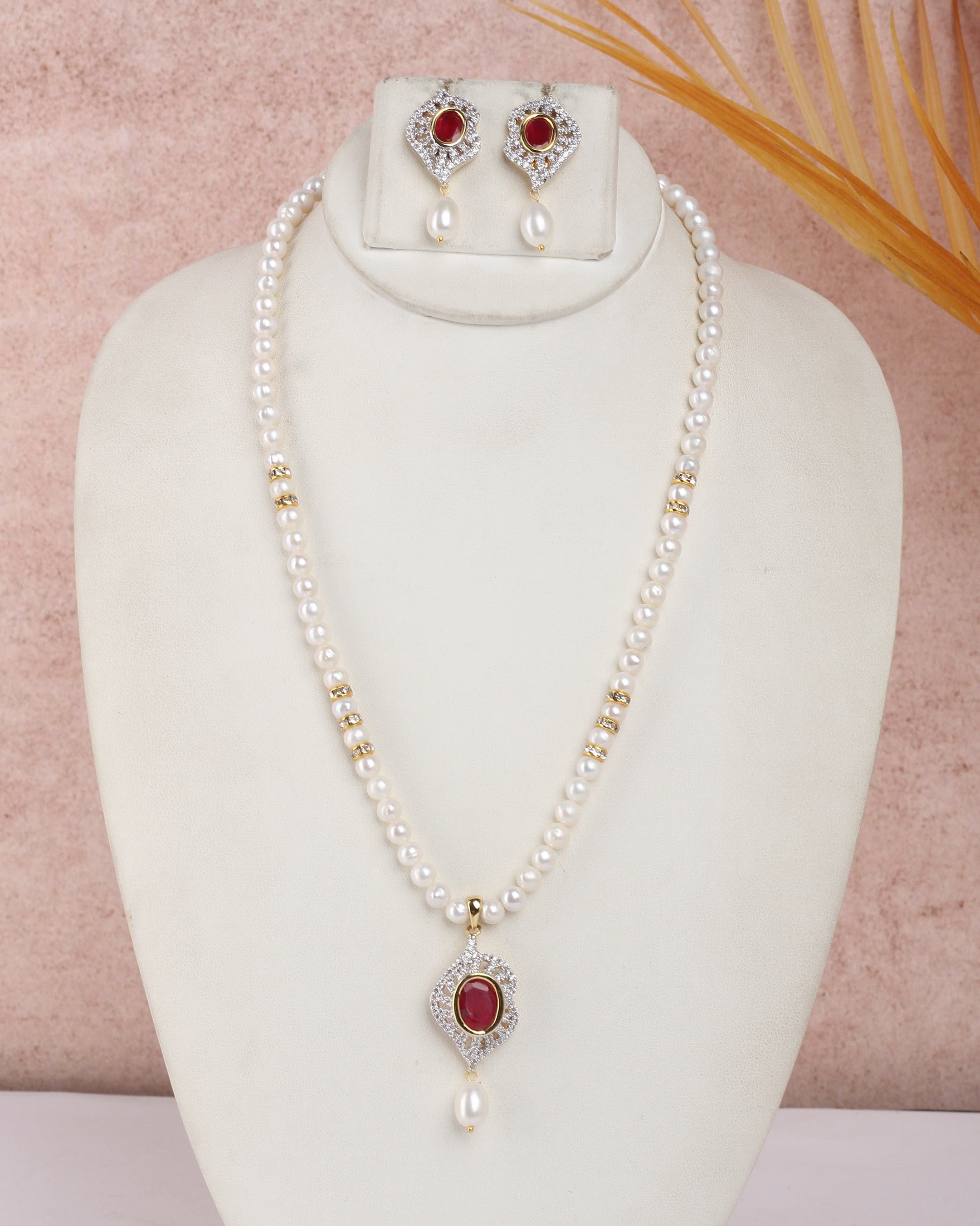 Real Natural Fresh Water Single String Pearls Set For Women With Certificate(D.No ADPRLS2251)