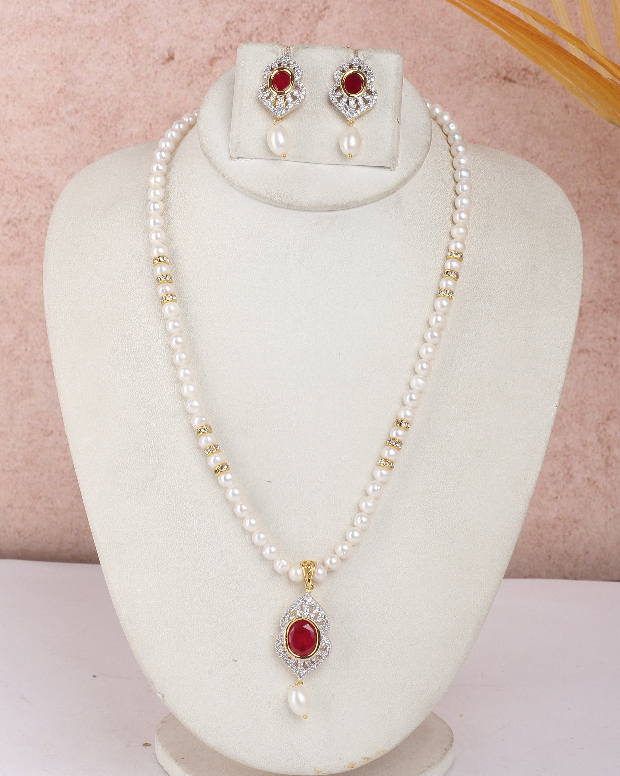 Real Natural Fresh Water Single String Pearls Set For Women With Certificate(D.No ADPRLS2252)