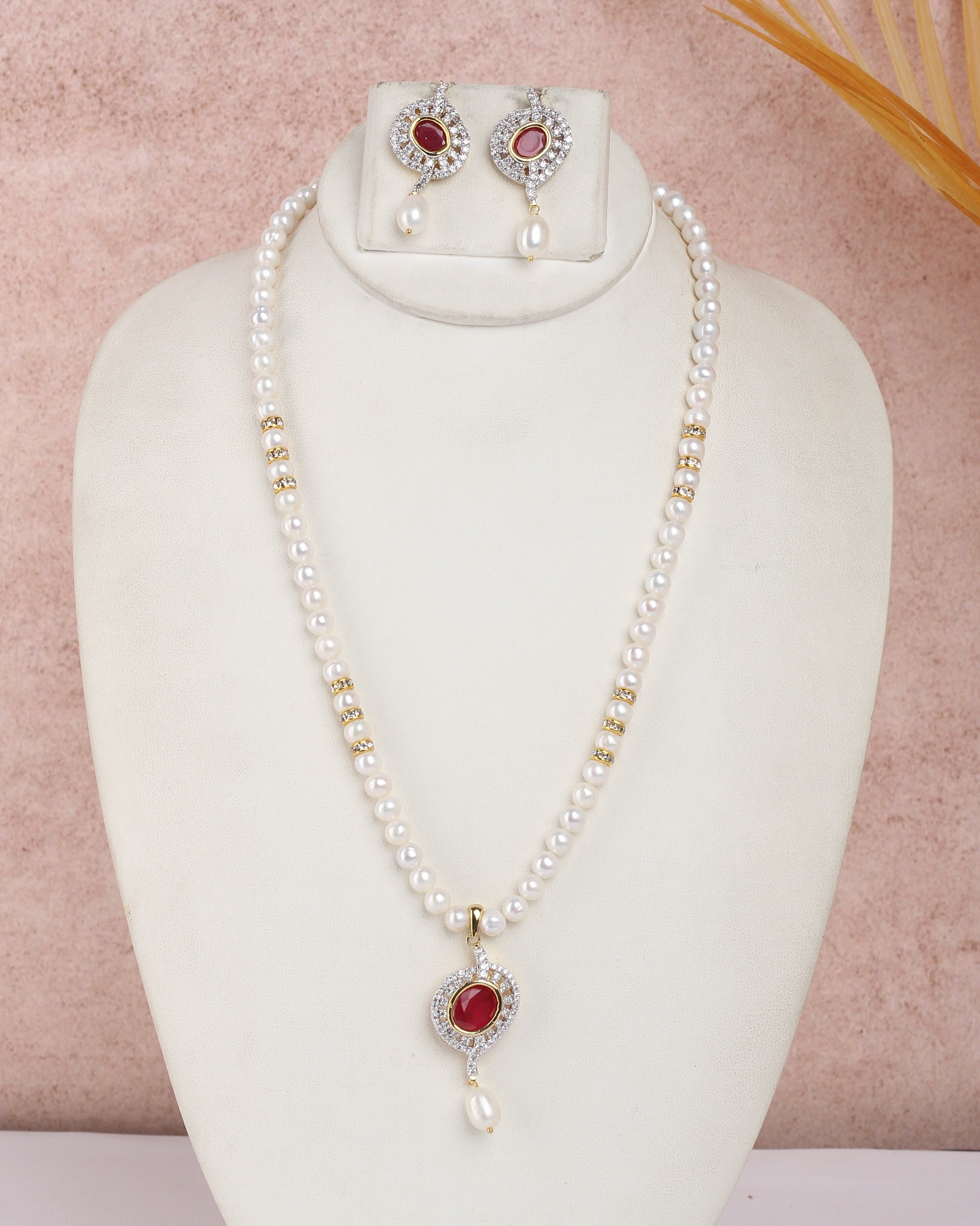 Real Natural Fresh Water Single String Pearls Set For Women With Certificate(D.No ADPRLS2253)