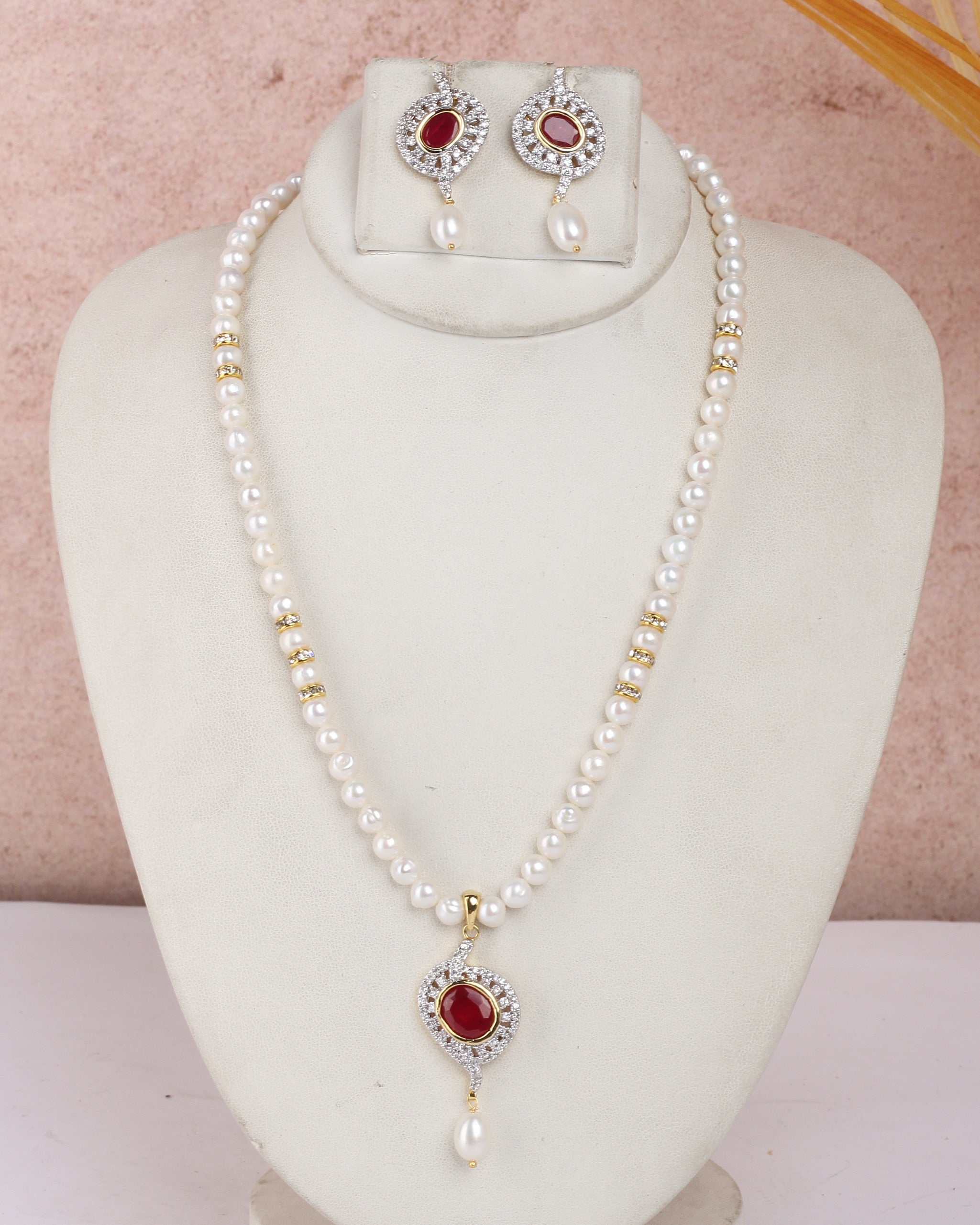 Real Natural Fresh Water Single String Pearls Set For Women With Certificate(D.No ADPRLS2254)