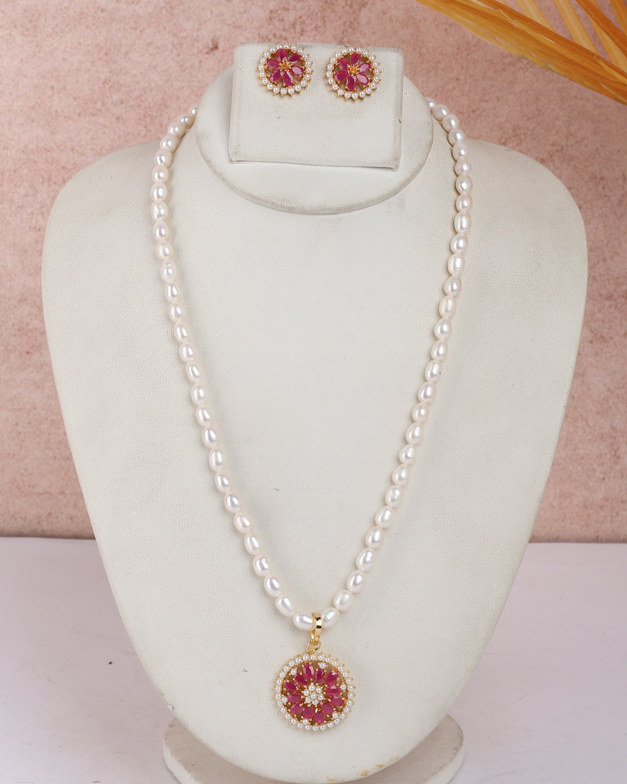 Real Natural Fresh Water Single String Pearls Set For Women With Certificate(D.No ADPRLS2255)