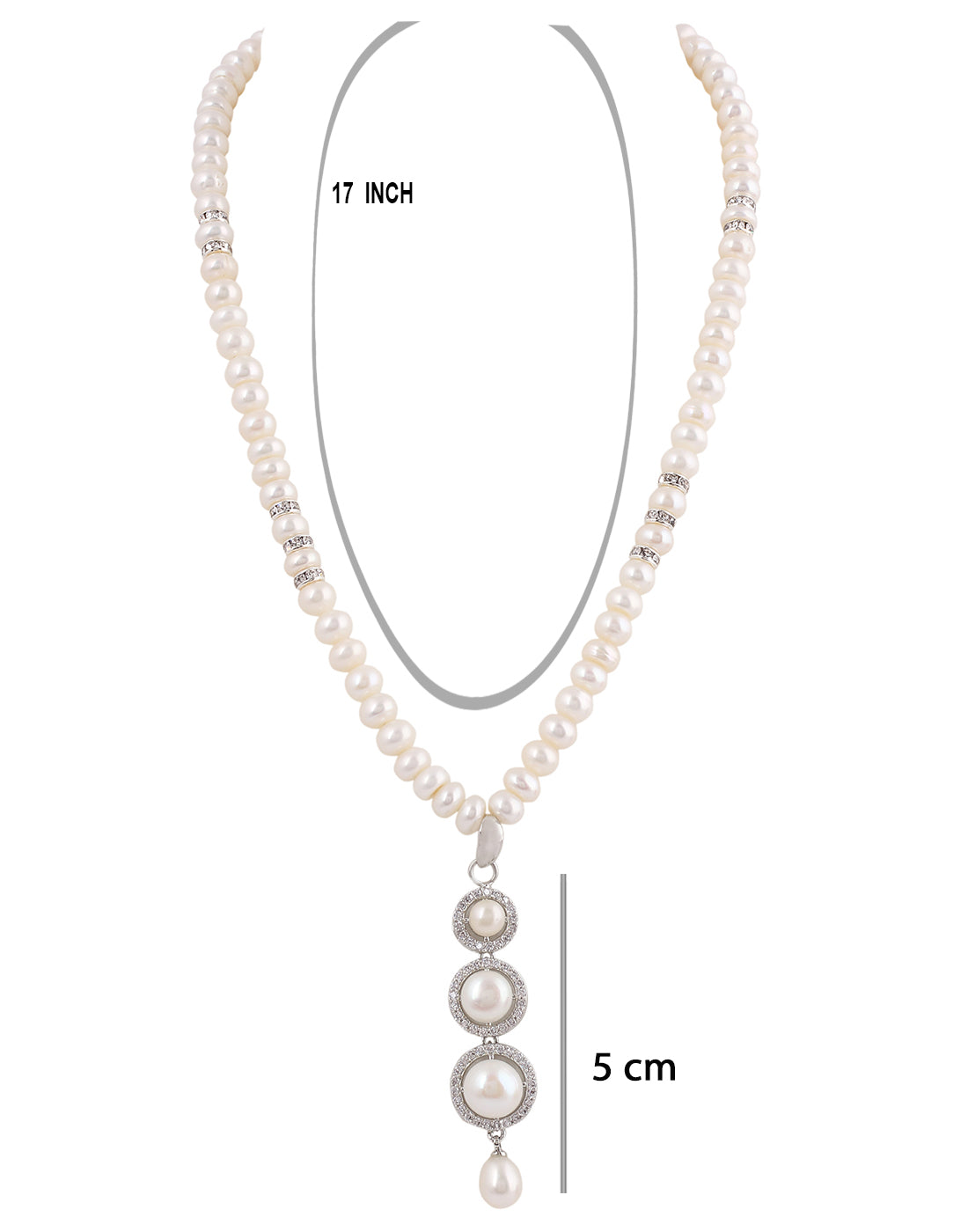 Natural Fresh Water Real Single String Pearl Set With Certificate(D.No ADPRLS226)