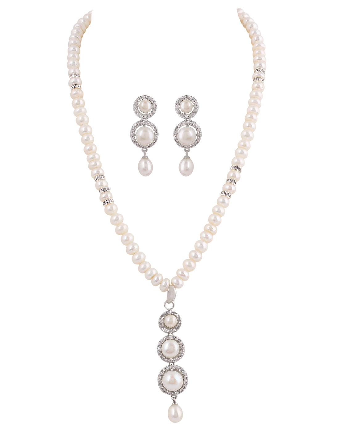 Natural Fresh Water Real Single String Pearl Set With Certificate(D.No ADPRLS226)