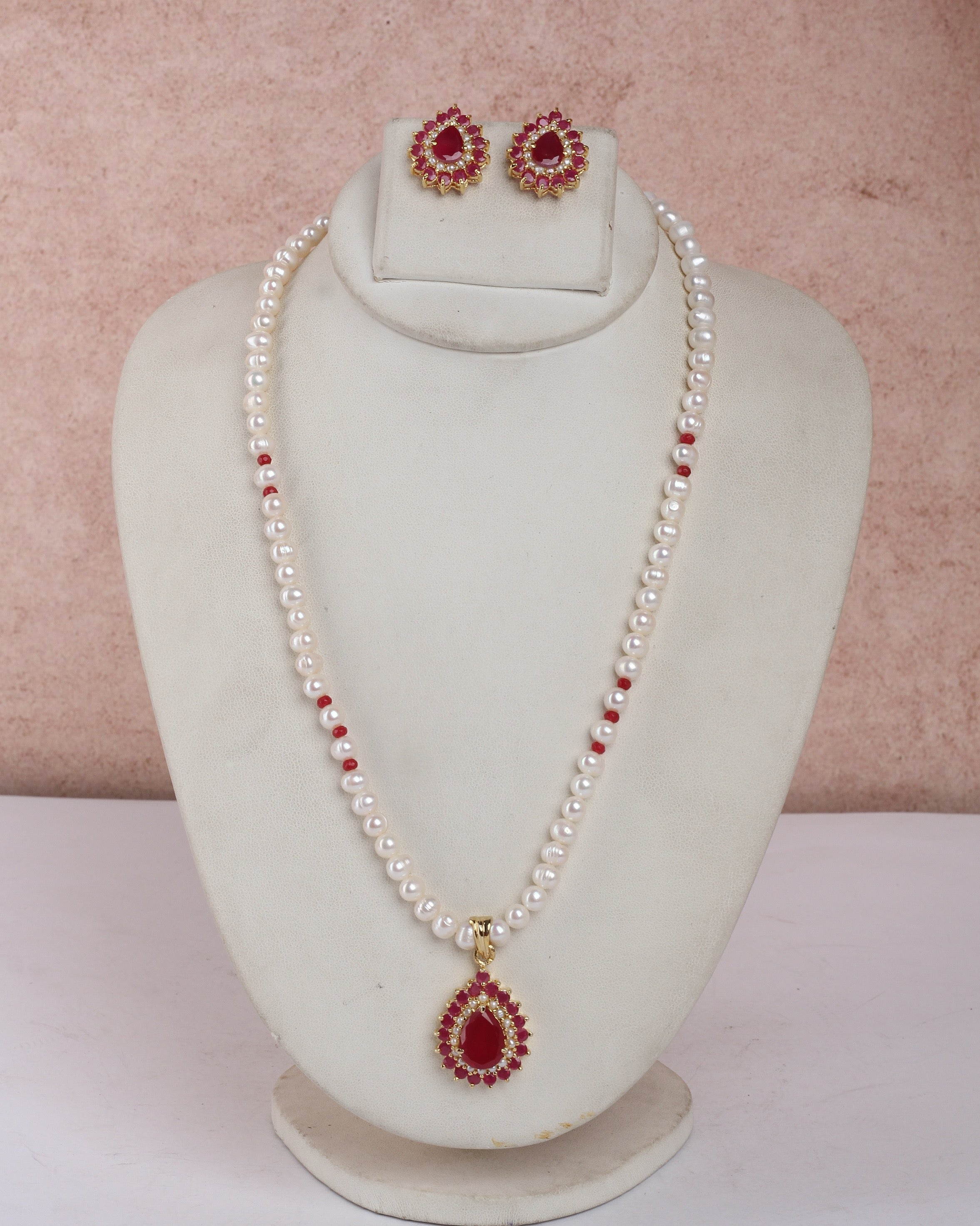 Real Natural Fresh Water Single String Pearls Set For Women With Certificate(D.No ADPRLS2265)