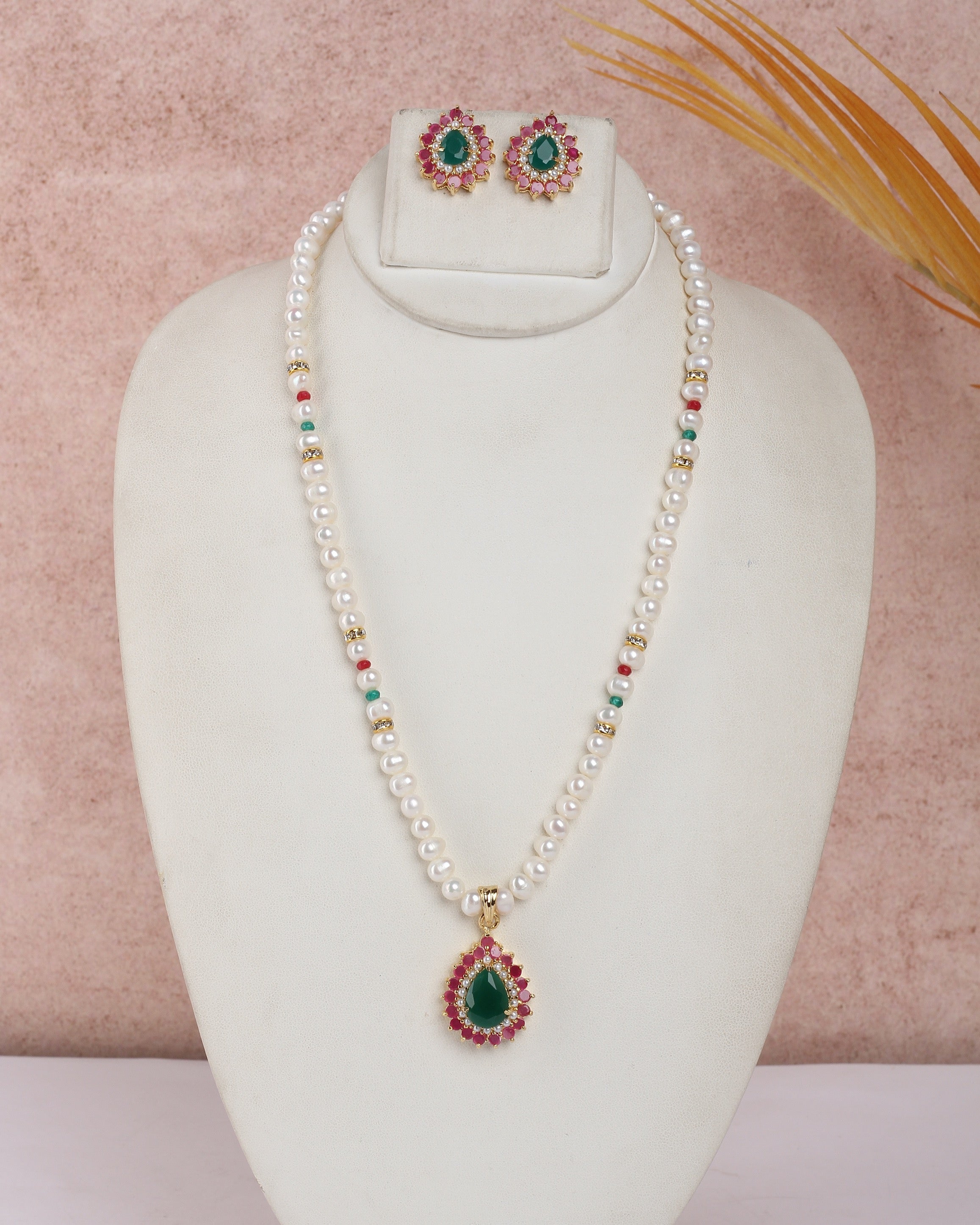 Real Natural Fresh Water Single String Pearls Set For Women With Certificate(D.No ADPRLS2266)