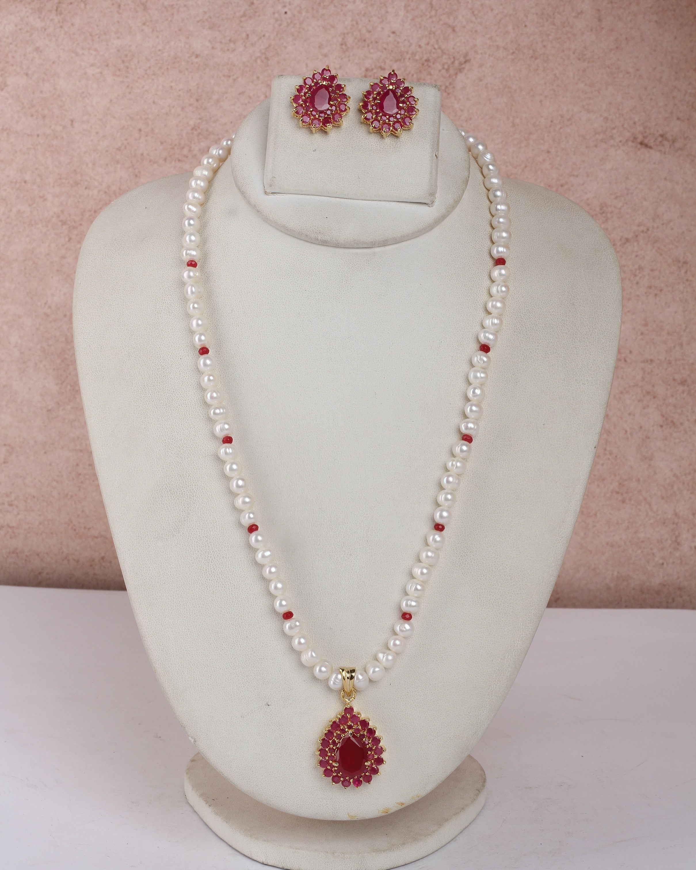 Real Natural Fresh Water Single String Pearls Set For Women With Certificate(D.No ADPRLS2267)