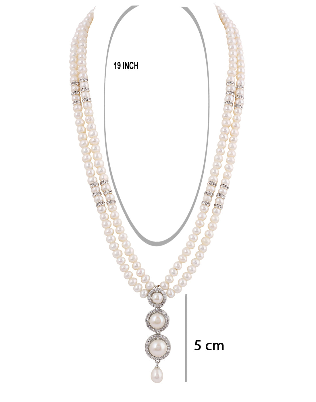 Natural Fresh Water Real Double String Pearl Set With Certificate(D.No ADPRLS227)
