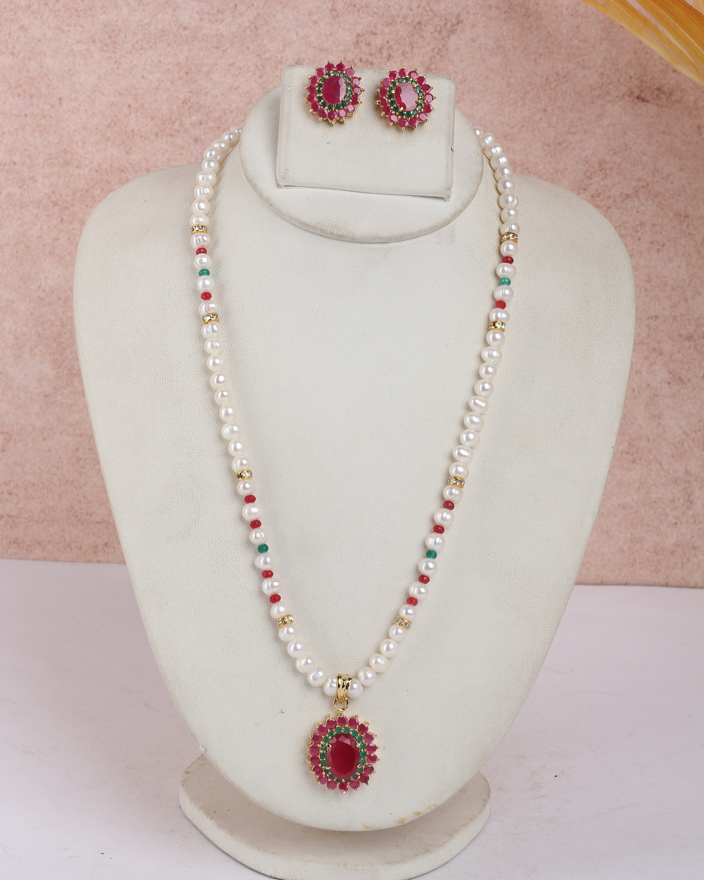 Real Natural Fresh Water Single String Pearls Set For Women With Certificate(D.No ADPRLS2270)