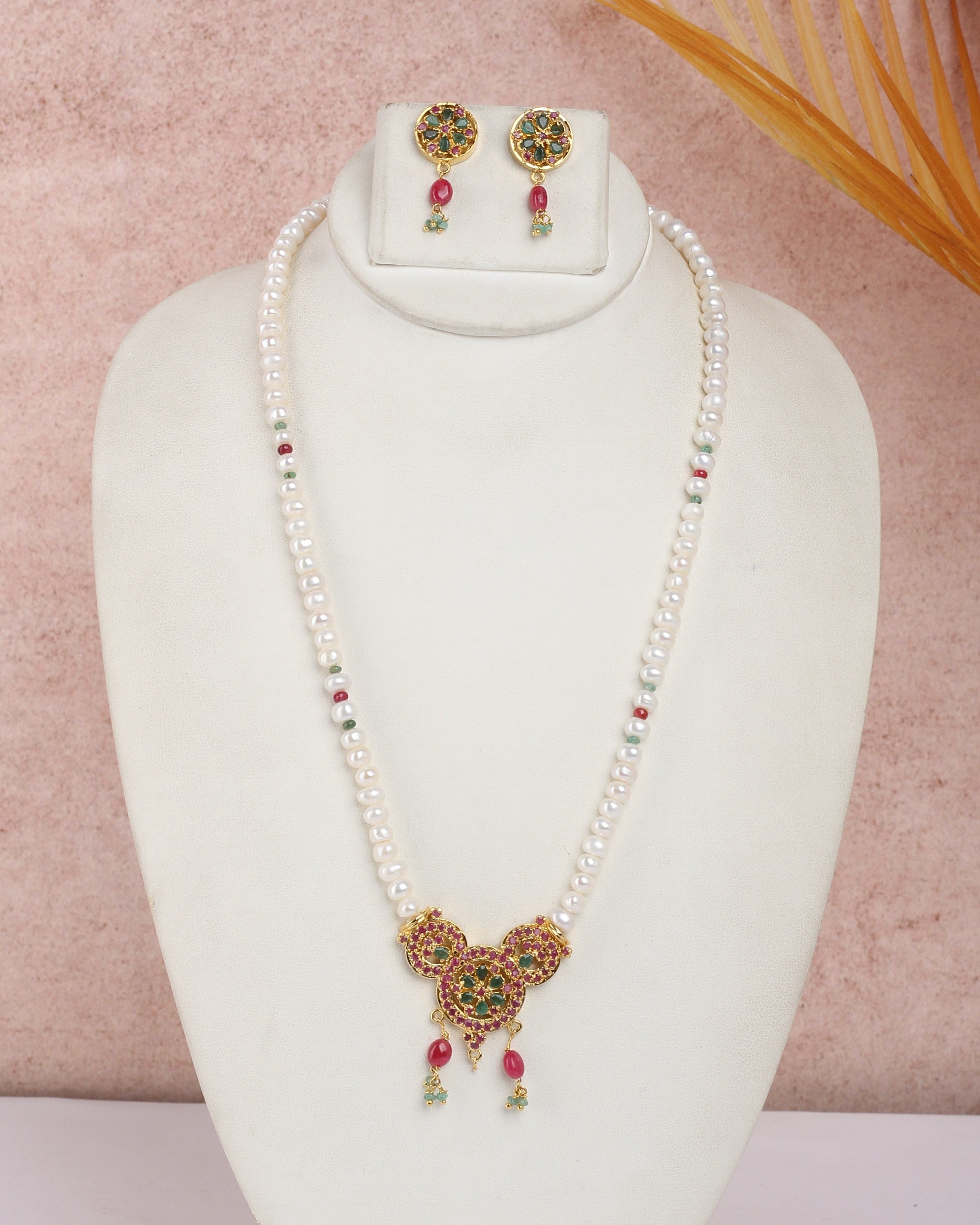 Real Natural Fresh Water Single String Pearls Set For Women With Certificate(D.No ADPRLS2279)