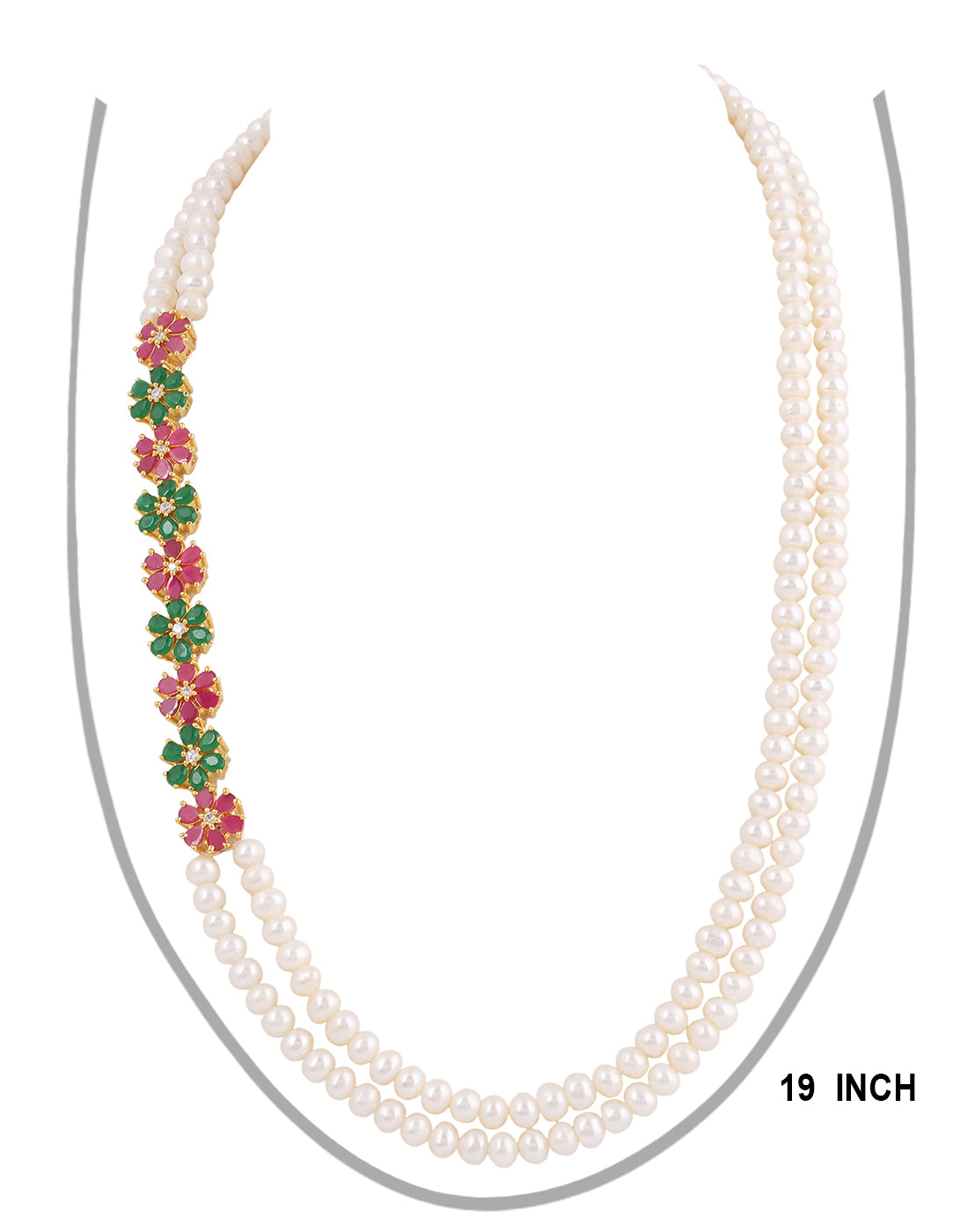 Real Natural Fresh Water Double String Pearl Set With Certificate(D.No ADPRLS228)