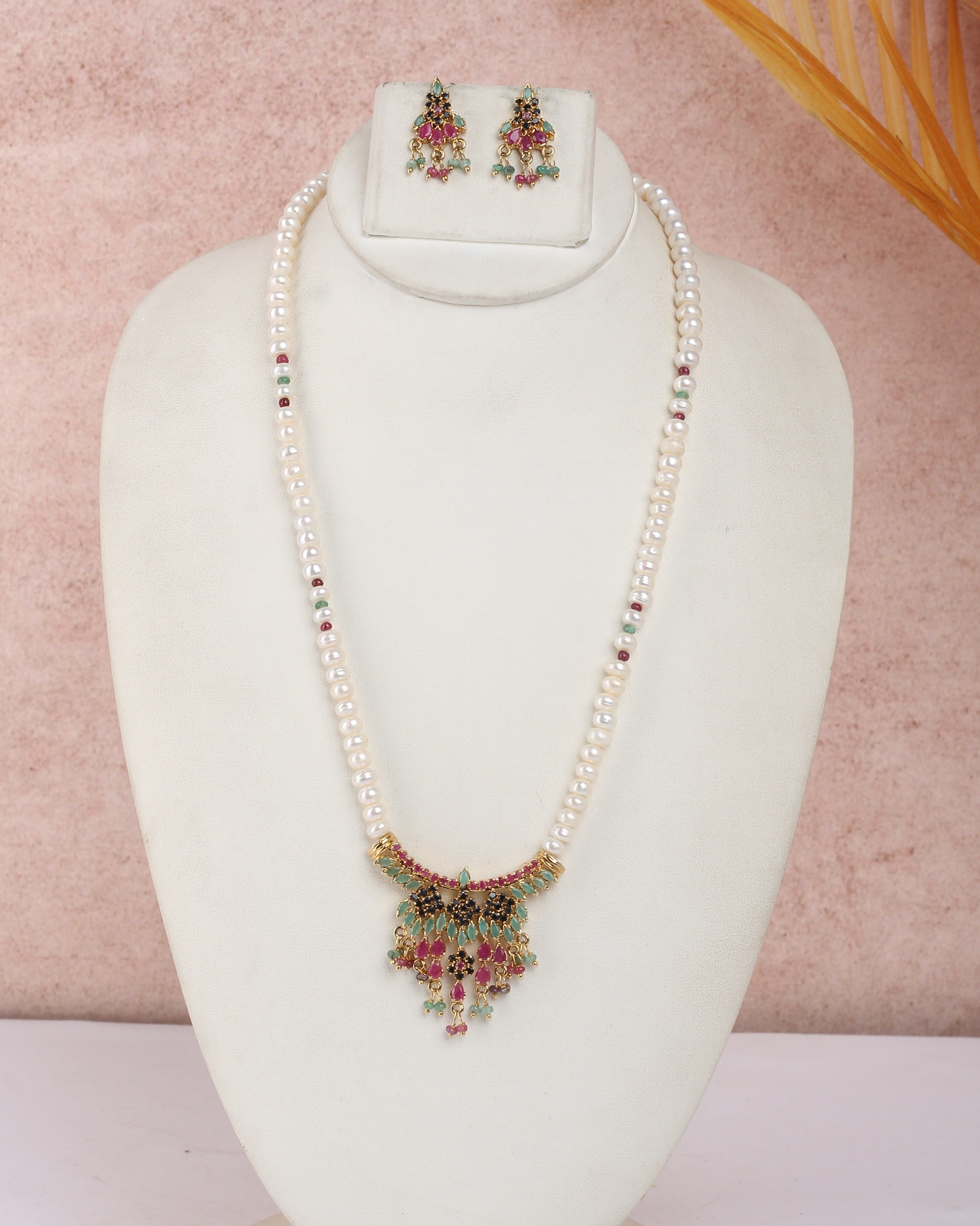 Real Natural Fresh Water Single String Pearls Set For Women With Certificate(D.No ADPRLS2281)
