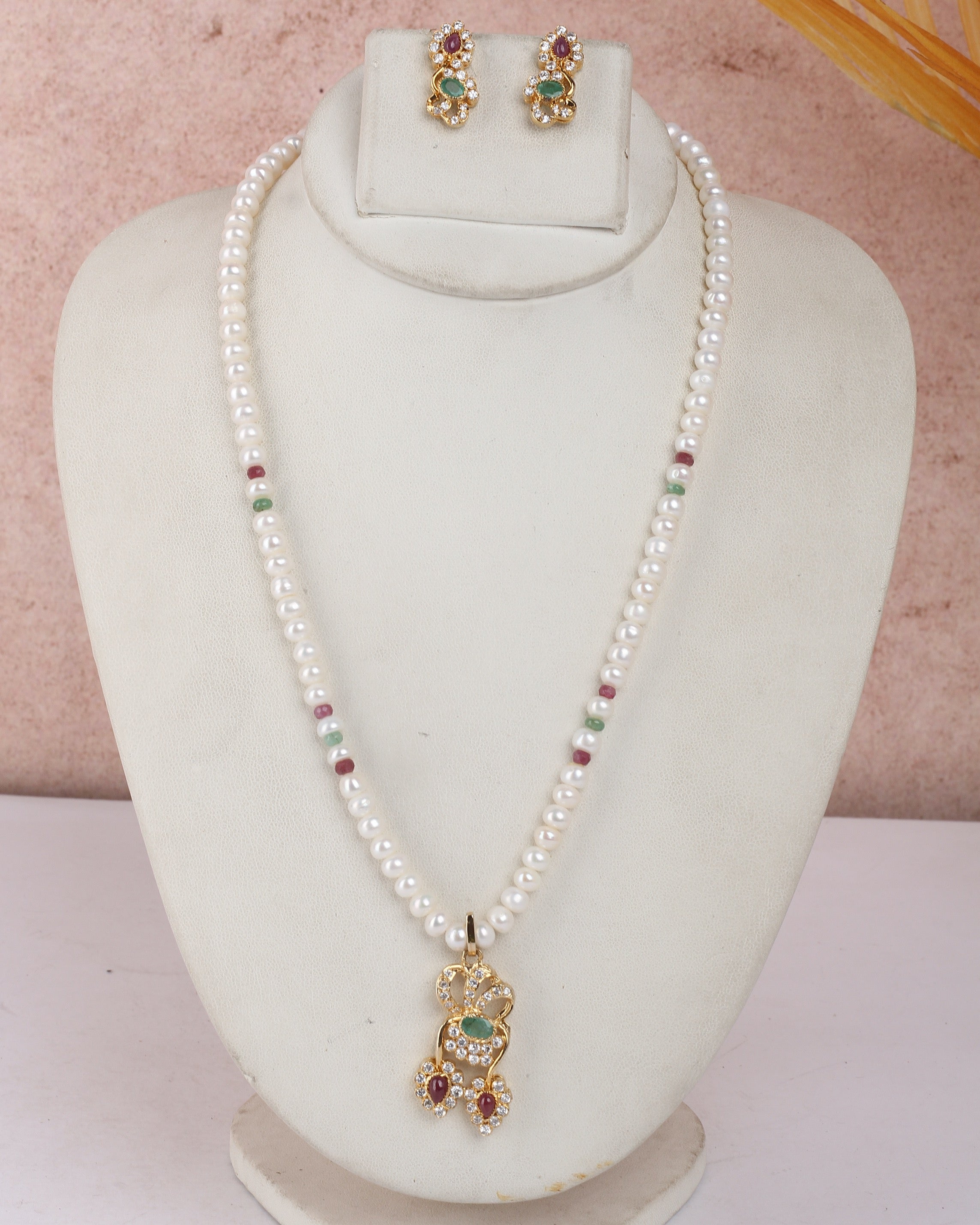 Real Natural Fresh Water Single String Pearls Set For Women With Certificate(D.No ADPRLS2282)