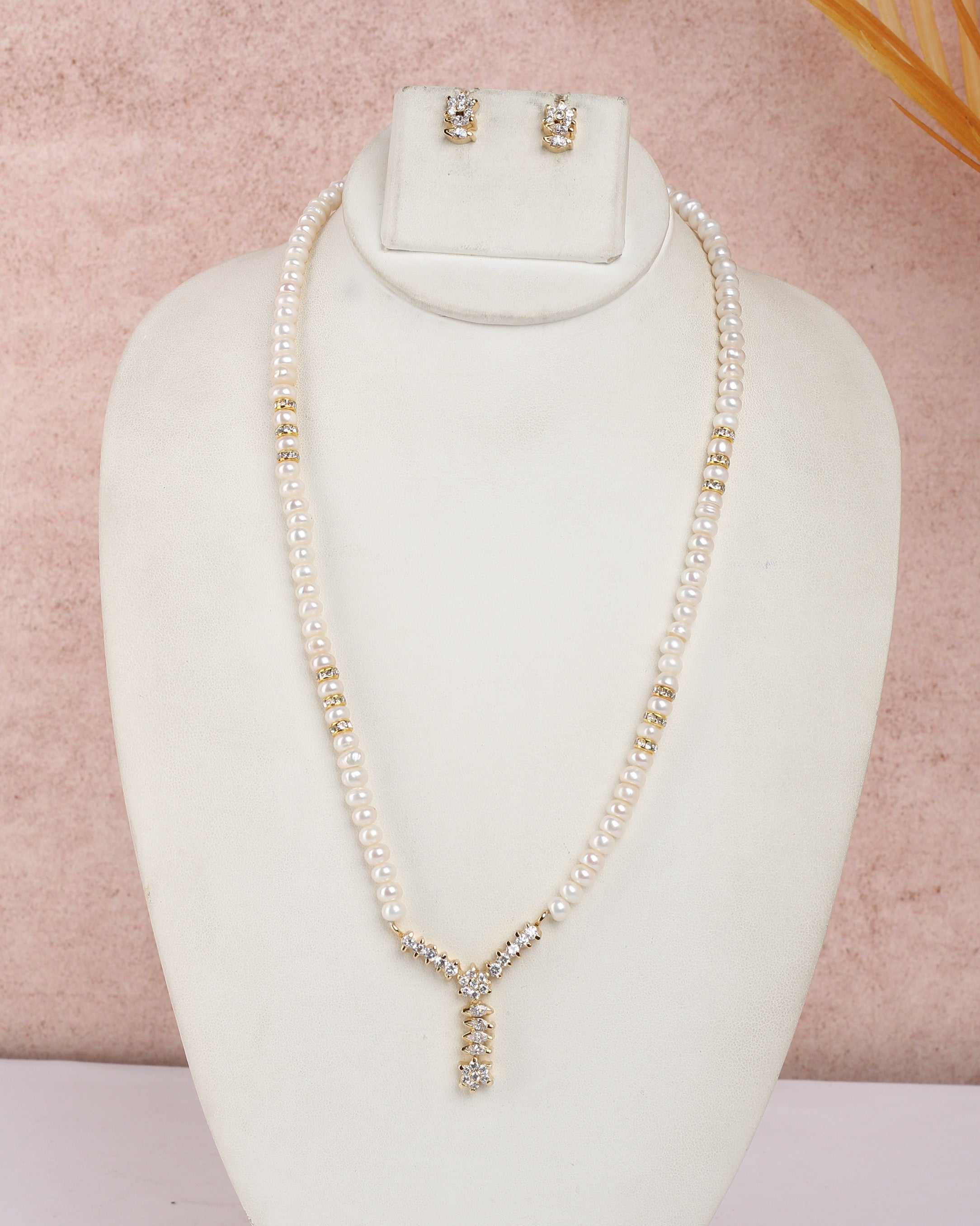Real Natural Fresh Water Single String Pearls Set For Women With Certificate(D.No ADPRLS2283)