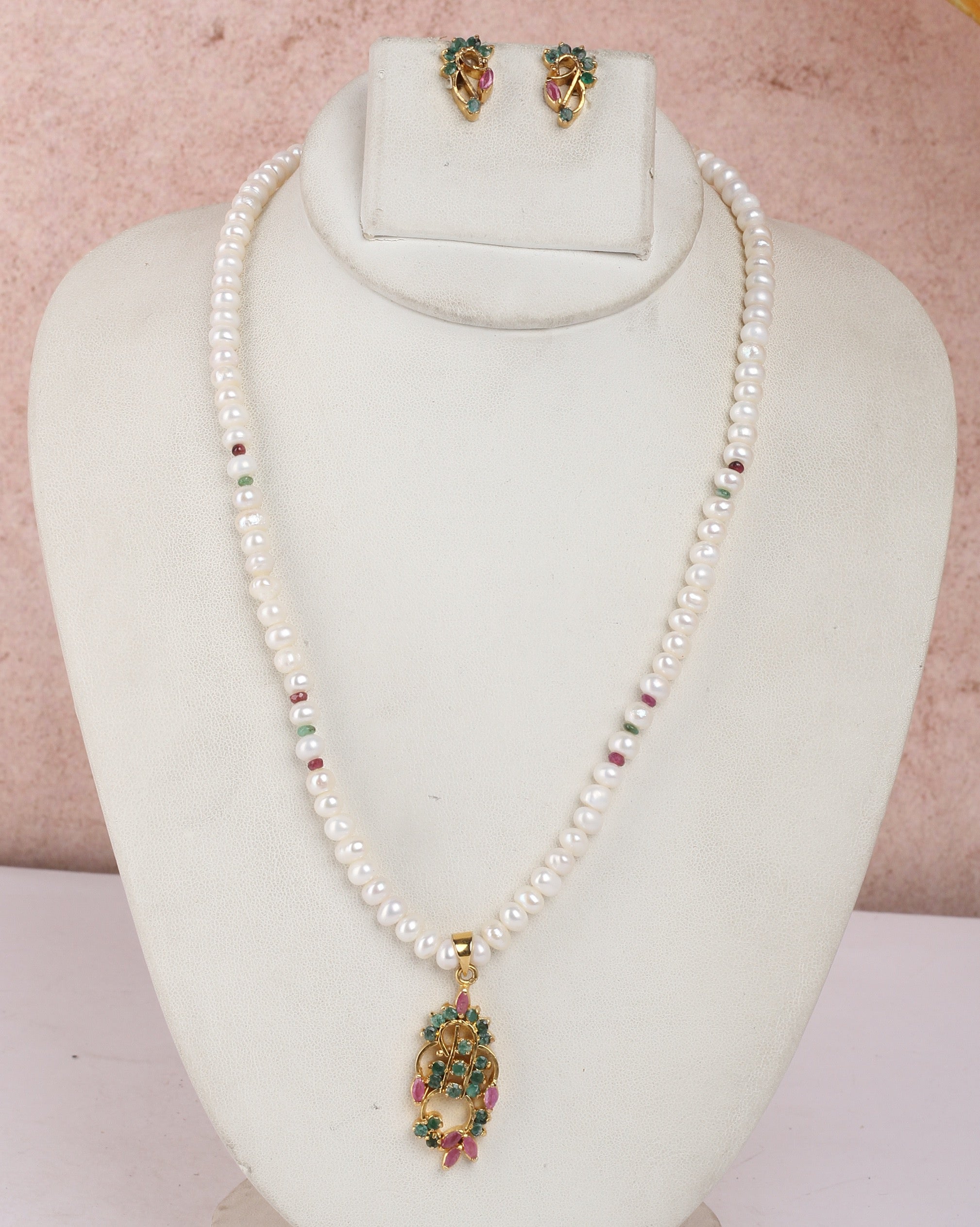 Real Natural Fresh Water Single String Pearls Set For Women With Certificate(D.No ADPRLS2288)