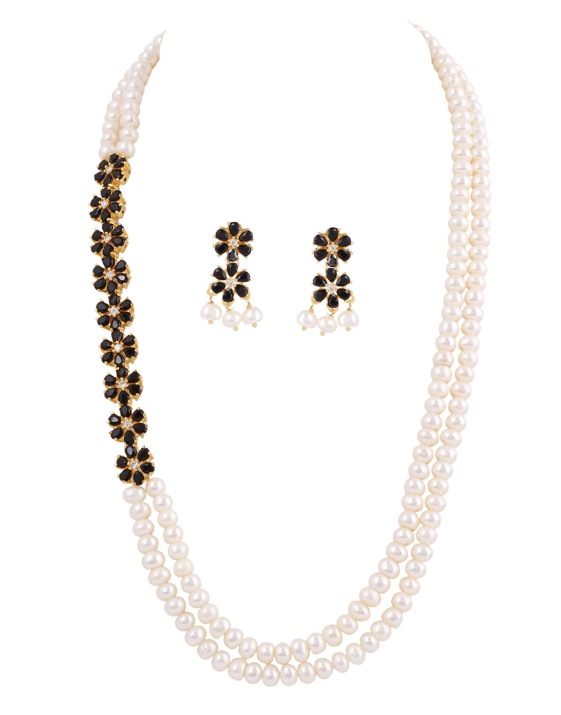 Real Natural Fresh Water Double String Pearl Set With Certificate(D.No ADPRLS229)