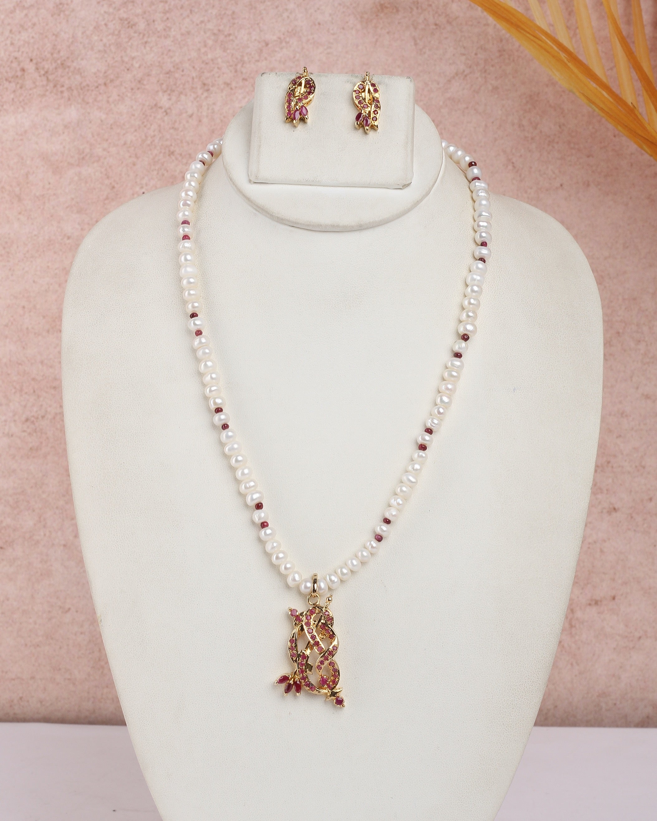 Real Natural Fresh Water Single String Pearls Set For Women With Certificate(D.No ADPRLS2290)