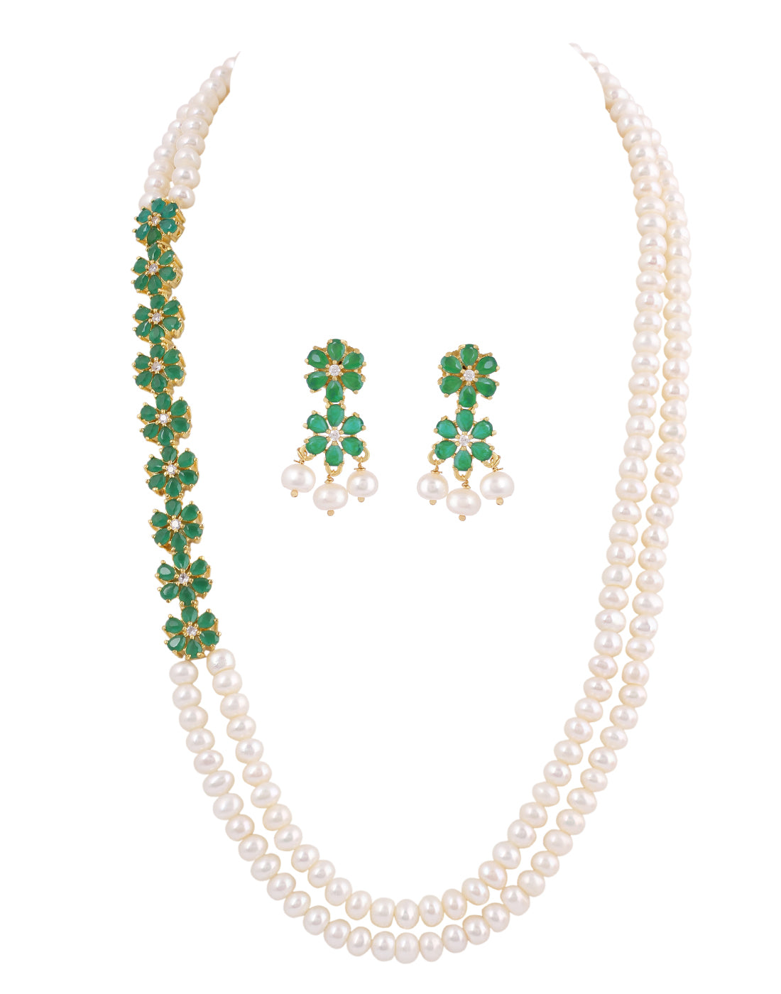 Real Natural Fresh Water Double String Pearl Set With Certificate(D.No ADPRLS230)