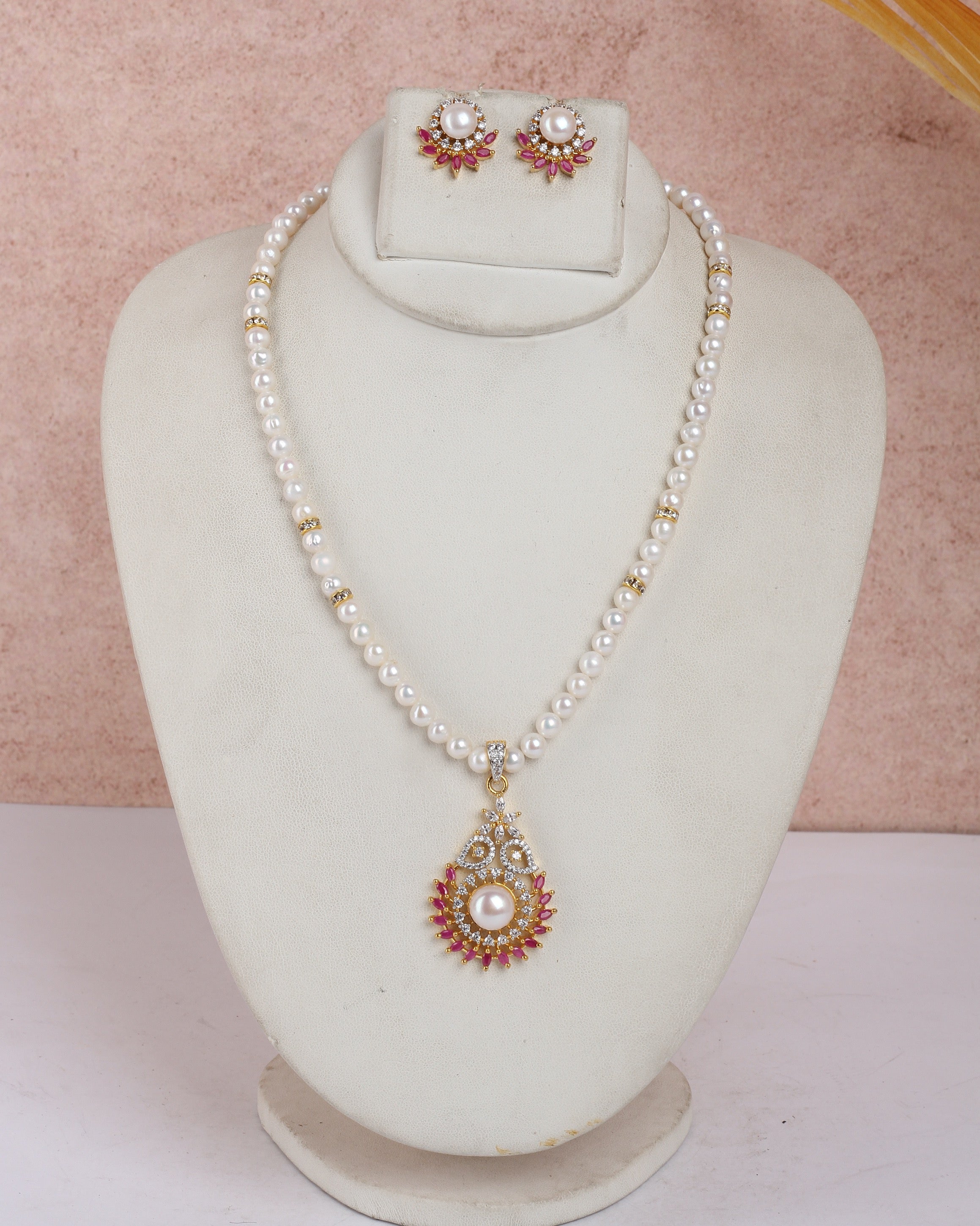 Real Natural Fresh Water Single String Pearls Set For Women With Certificate(D.No ADPRLS2301)