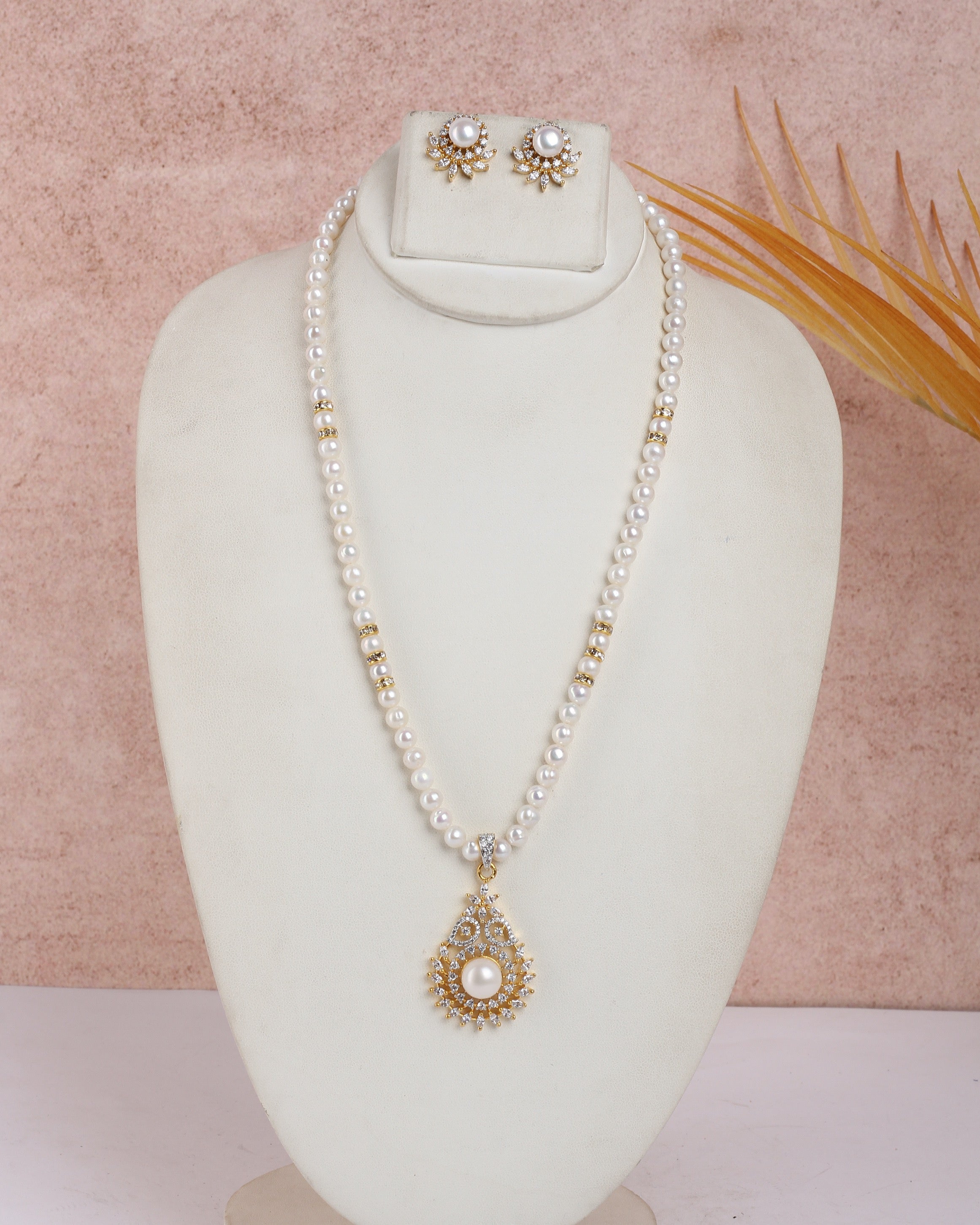 Real Natural Fresh Water Single String Pearls Set For Women With Certificate(D.No ADPRLS2303)