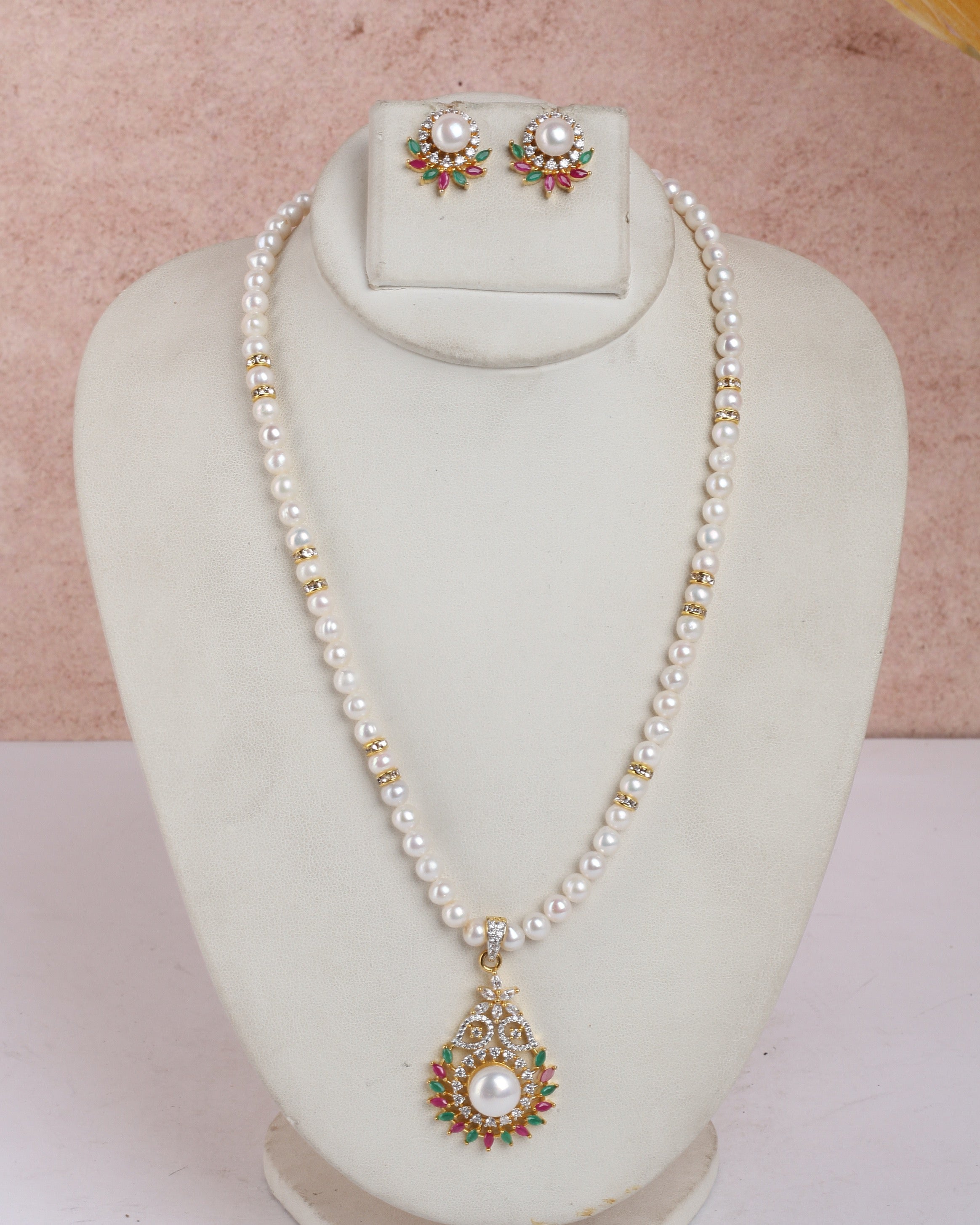 Real Natural Fresh Water Single String Pearls Set For Women With Certificate(D.No ADPRLS2304)