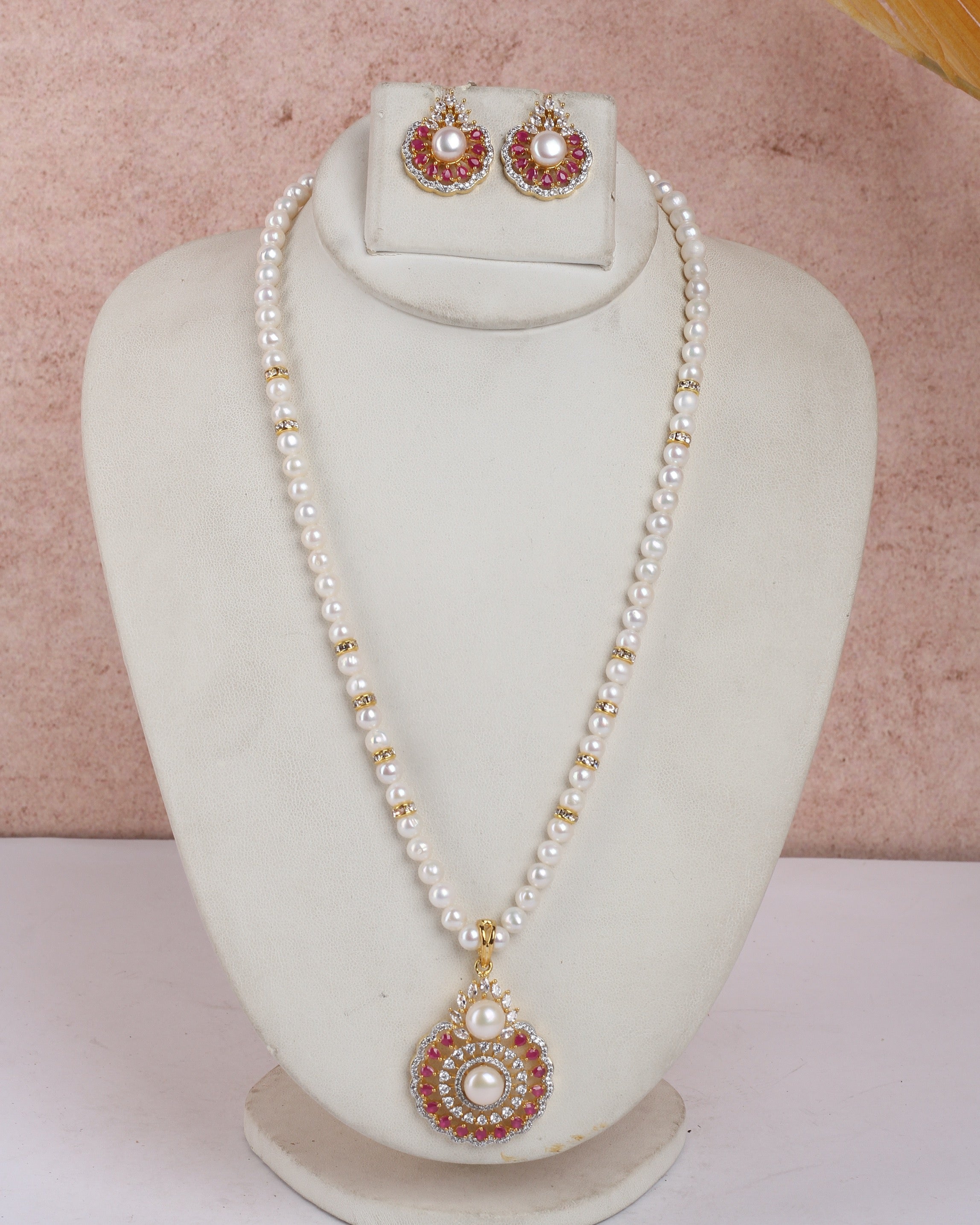 Real Natural Fresh Water Single String Pearls Set For Women With Certificate(D.No ADPRLS2306)