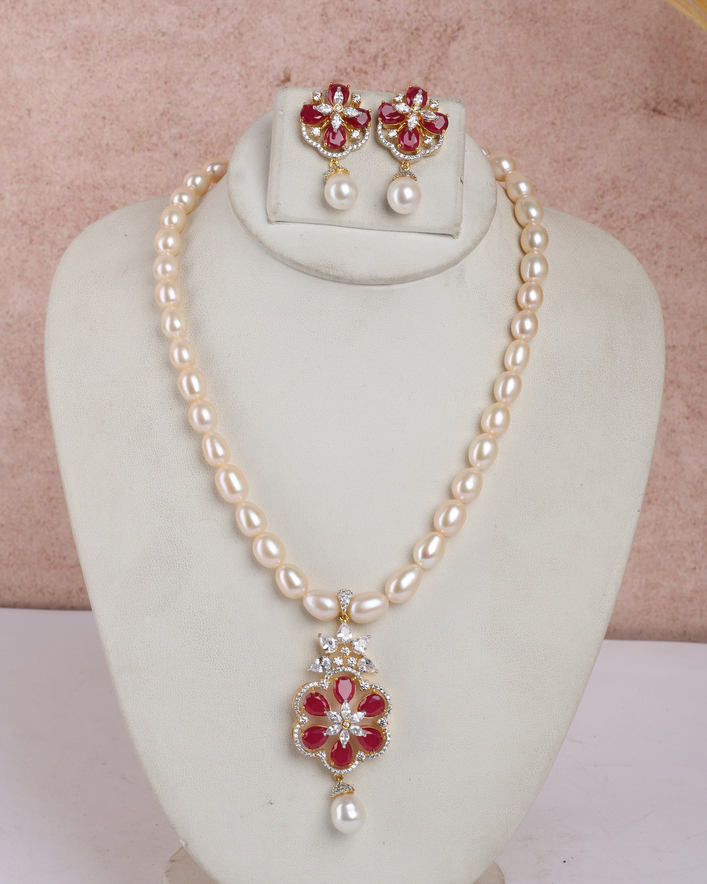 Real Natural Fresh Water Single String Exclusive Pearls Set For Women With Certificate(D.No ADPRLS2308)