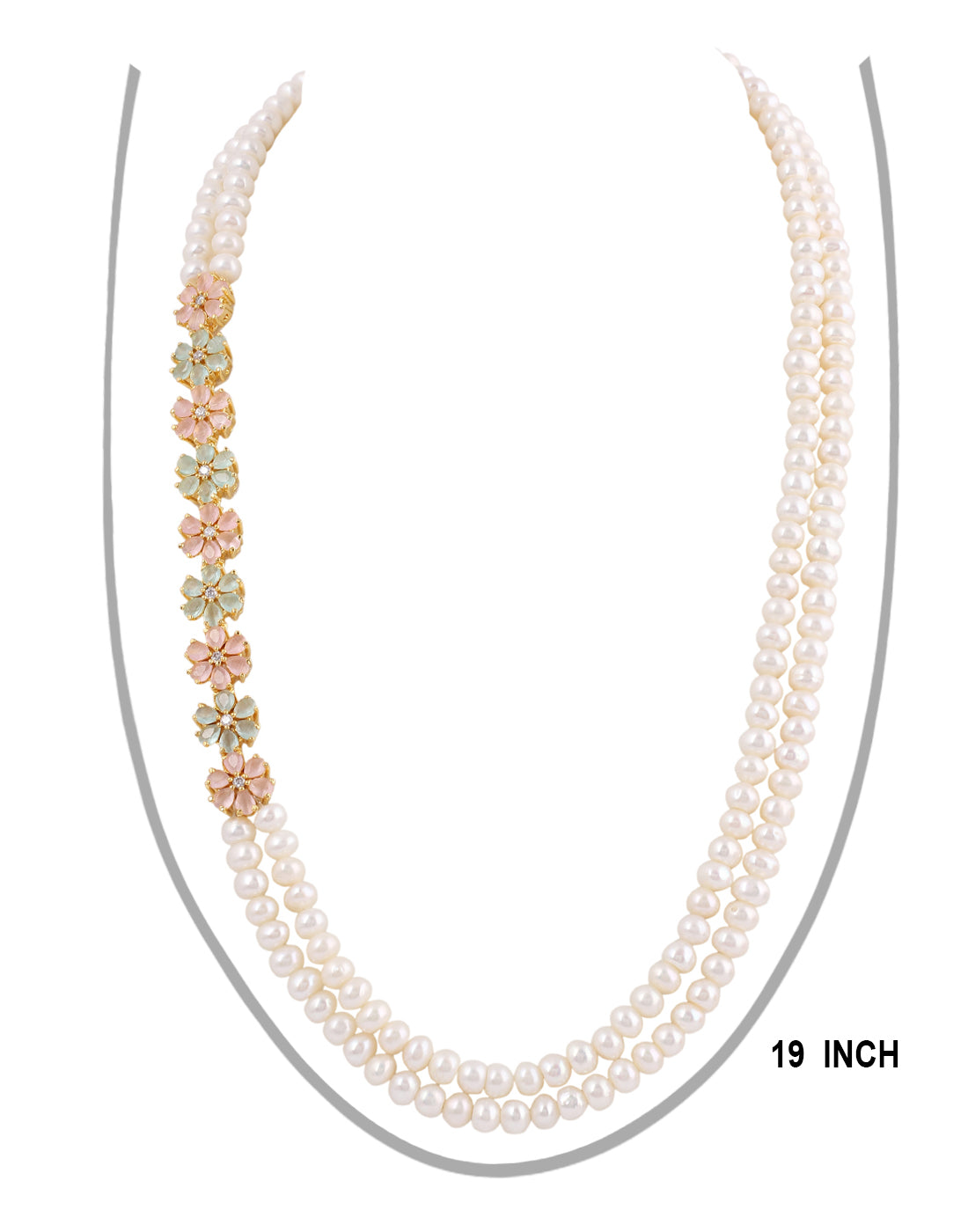 Real Natural Fresh Water Double String Pearl Set With Certificate(D.No ADPRLS231)