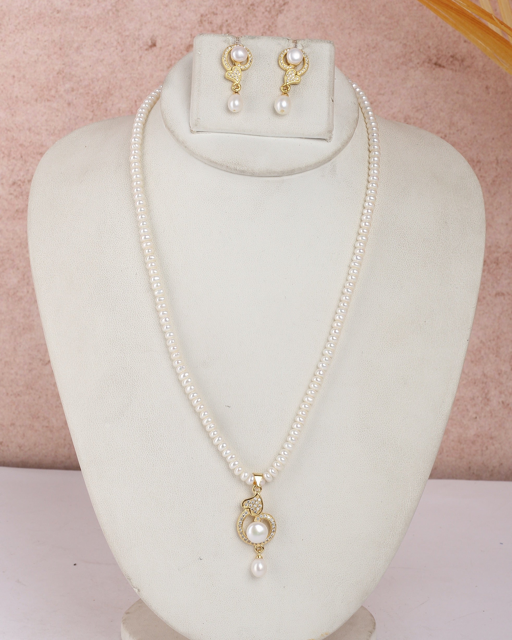 Real Natural Fresh Water Single String Small Size Pearls Set For Women With Certificate(D.No ADPRLS2324)