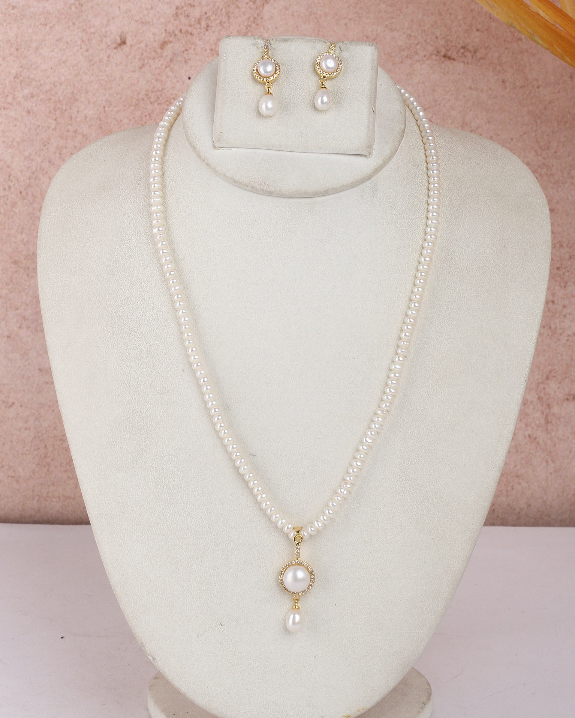 Real Natural Fresh Water Single String Small Size Pearls Set For Women With Certificate(D.No ADPRLS2325)