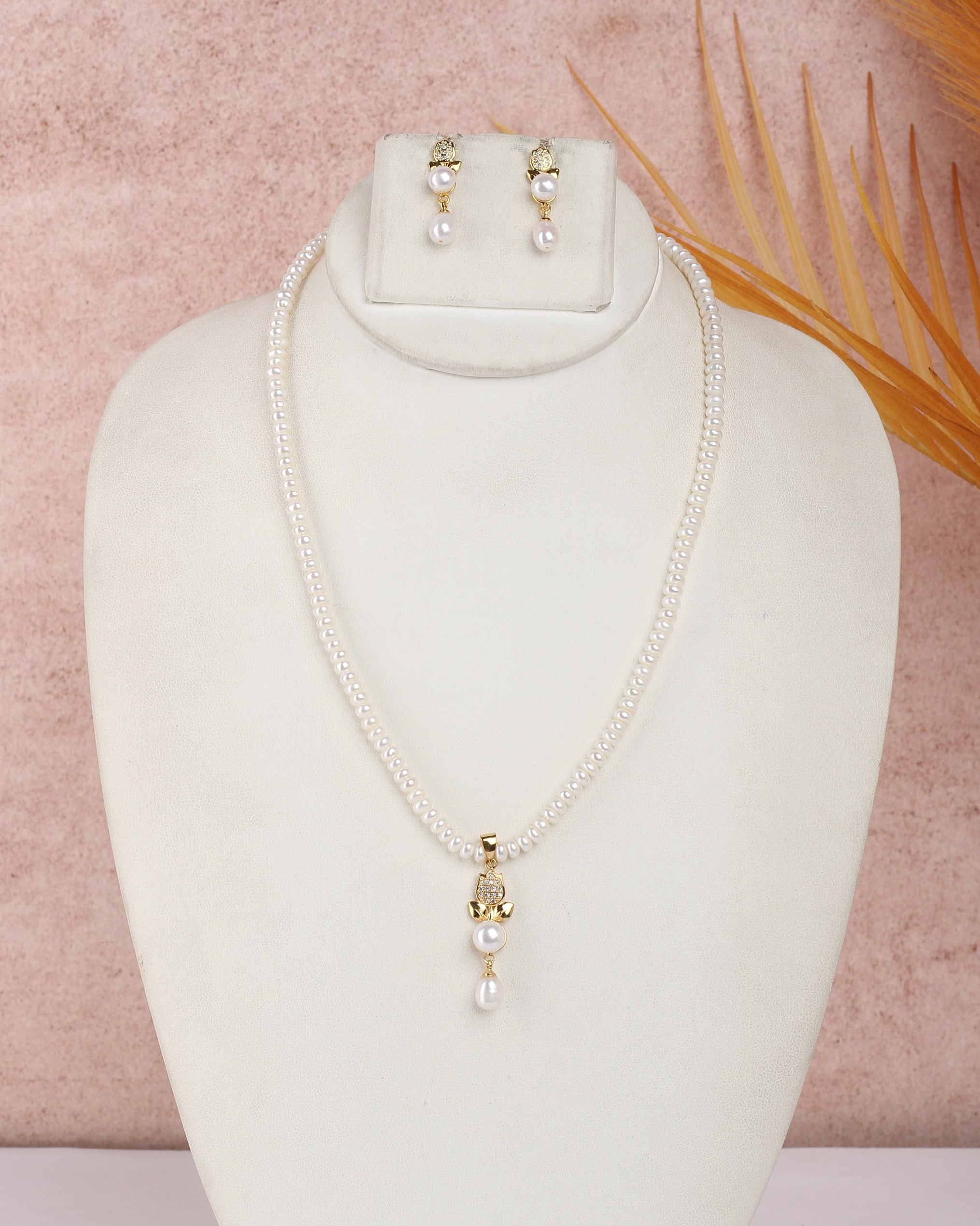Real Natural Fresh Water Single String Small Size Pearls Set For Women With Certificate(D.No ADPRLS2326)