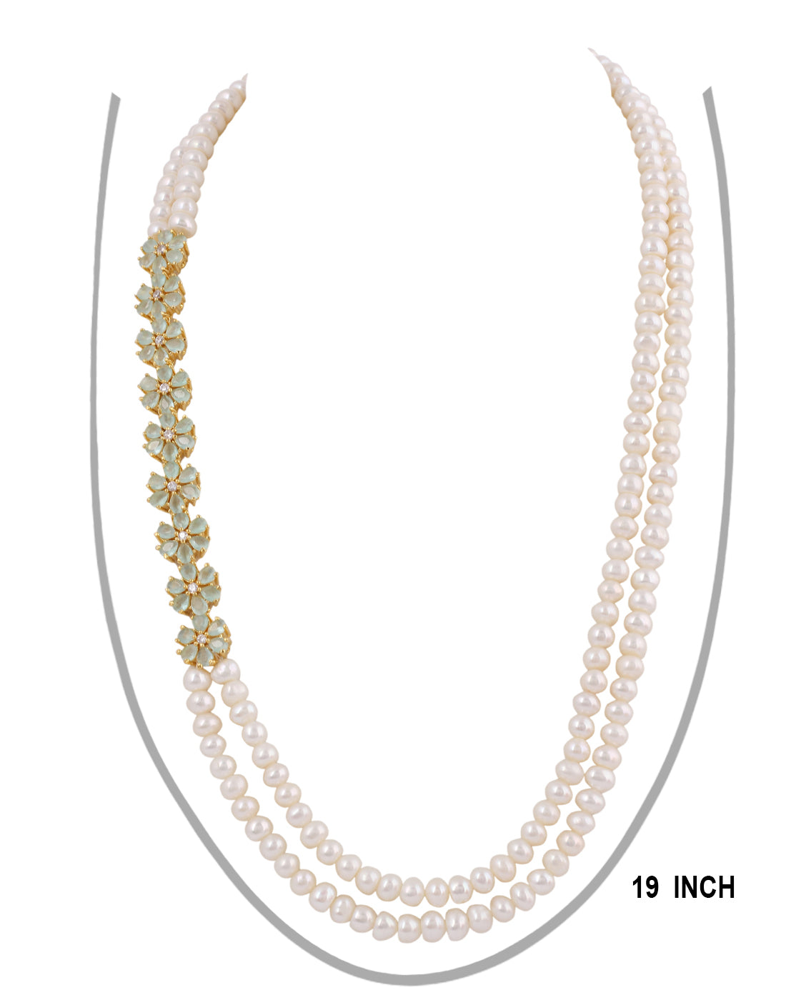 Real Natural Fresh Water Double String Pearl Set With Certificate(D.No ADPRLS233)