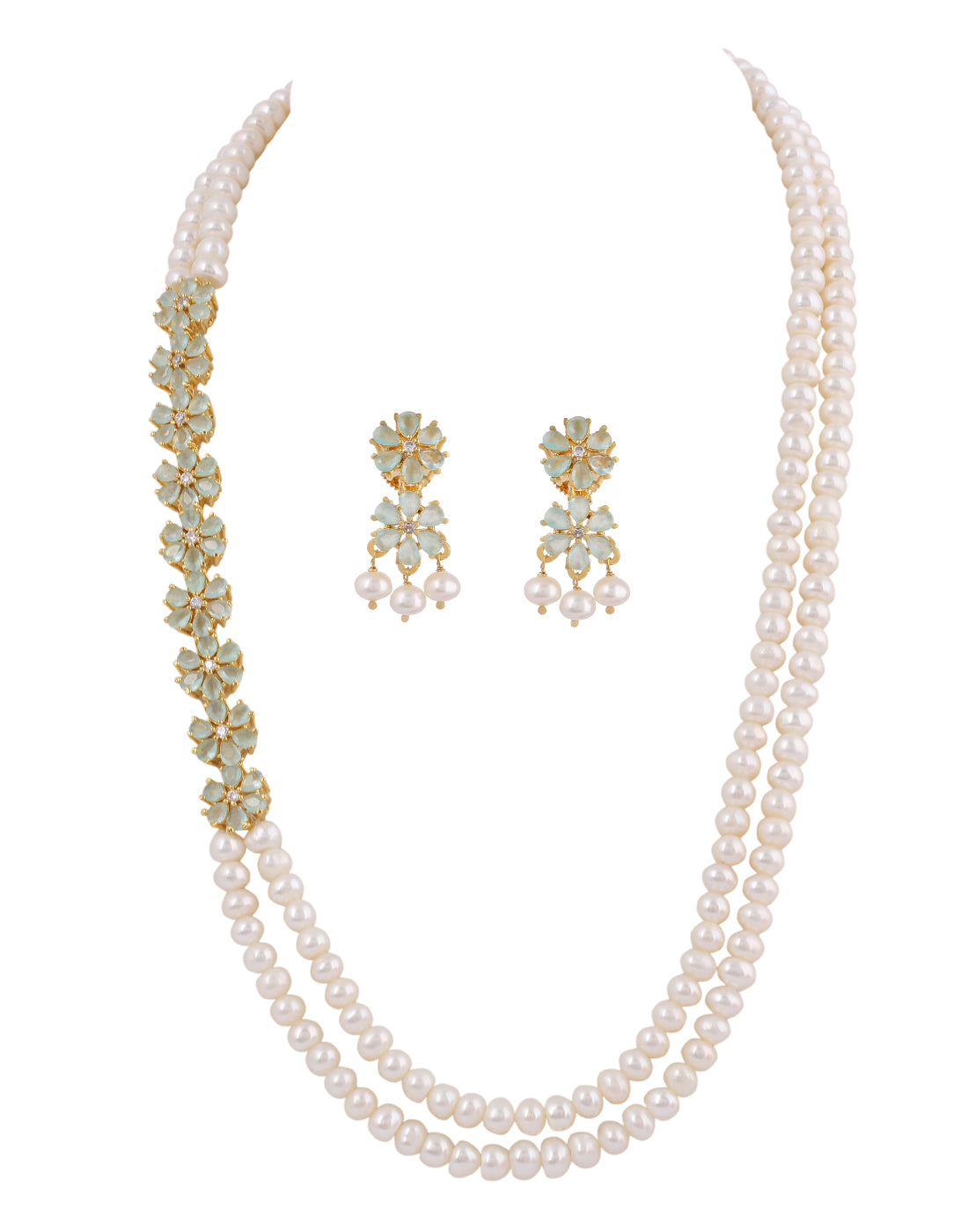 Real Natural Fresh Water Double String Pearl Set With Certificate(D.No ADPRLS233)