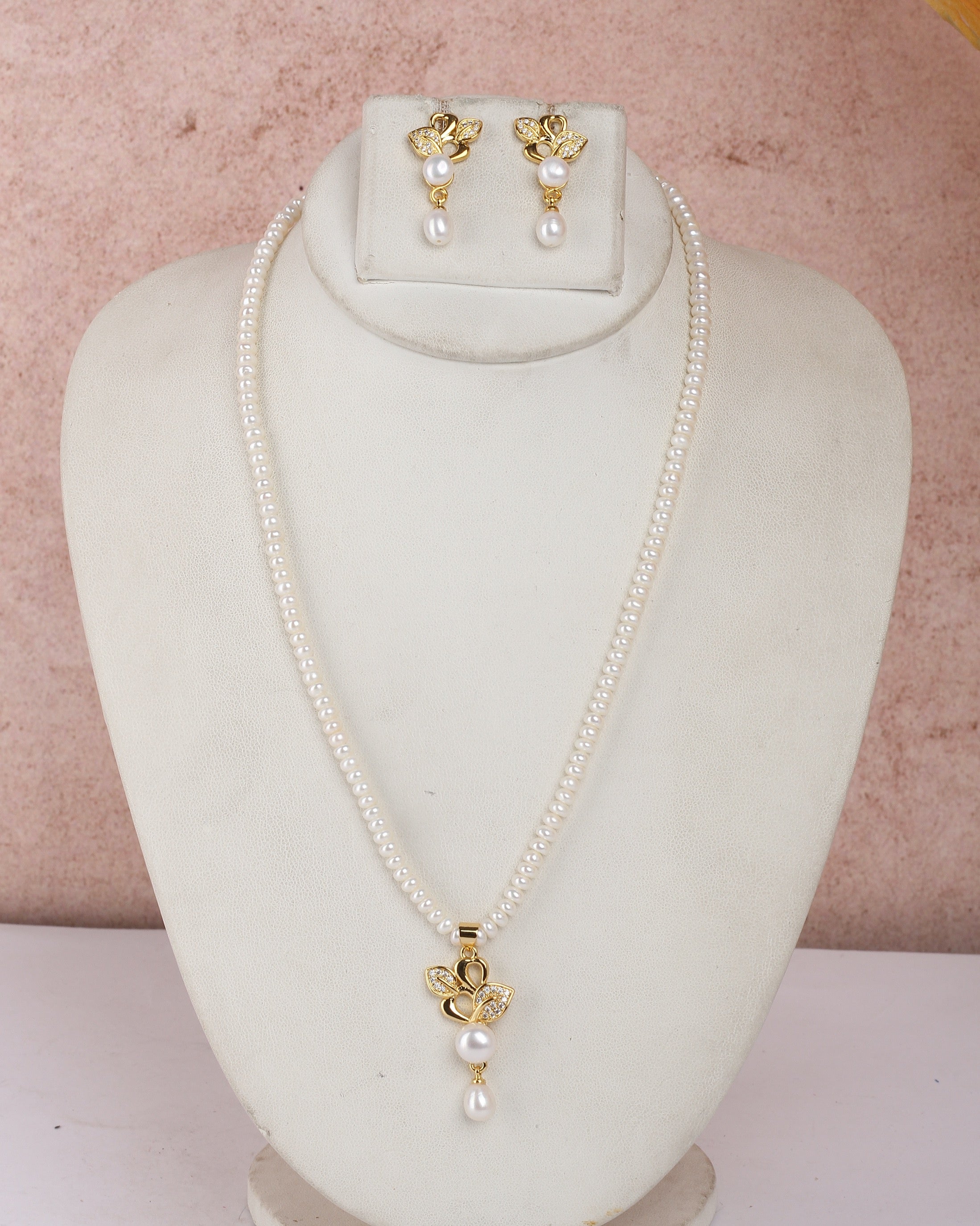 Real Natural Fresh Water Single String Small Size Pearls Set For Women With Certificate(D.No ADPRLS2330)