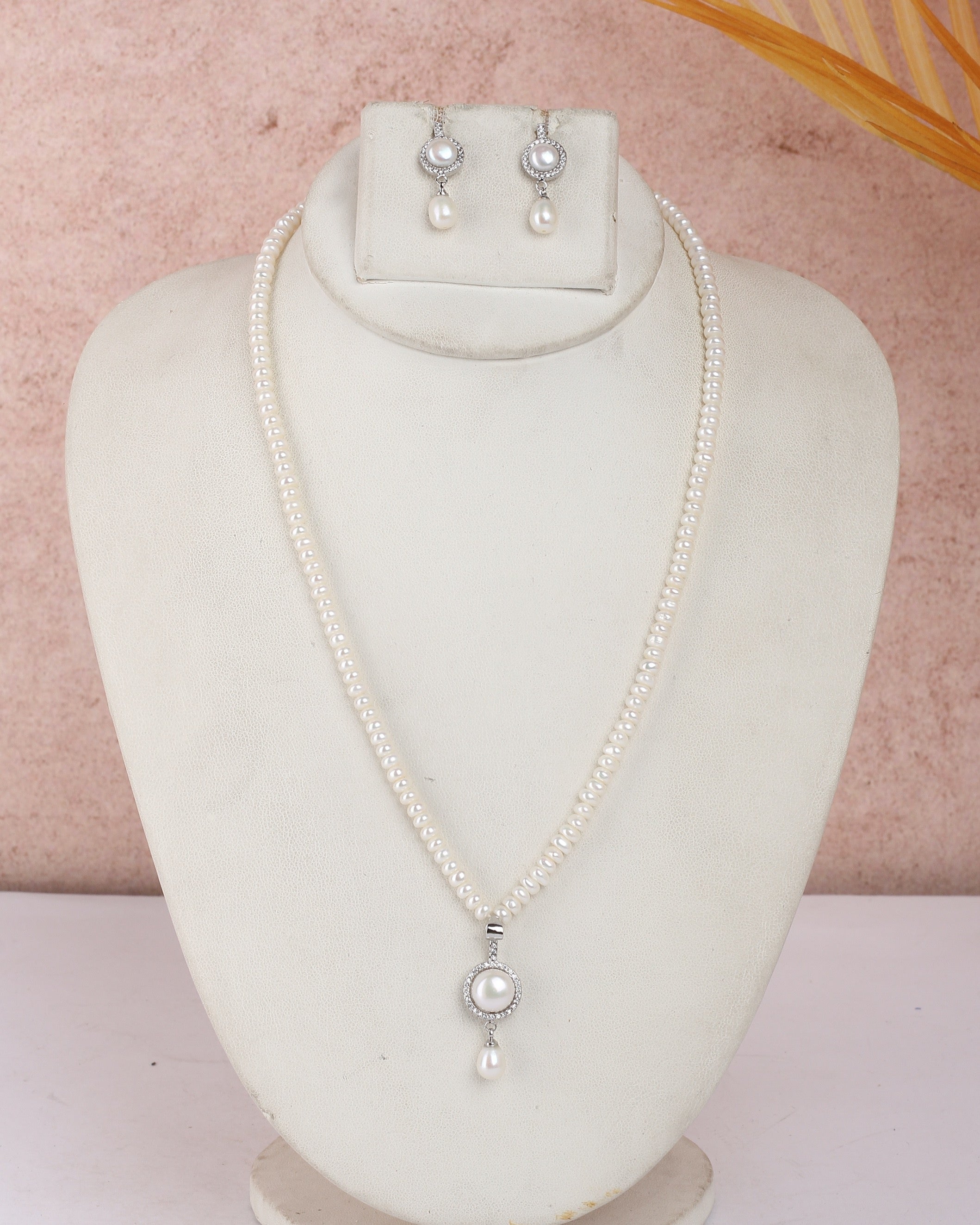 Real Natural Fresh Water Single String Small Size Pearls Set For Women With Certificate(D.No ADPRLS2335)
