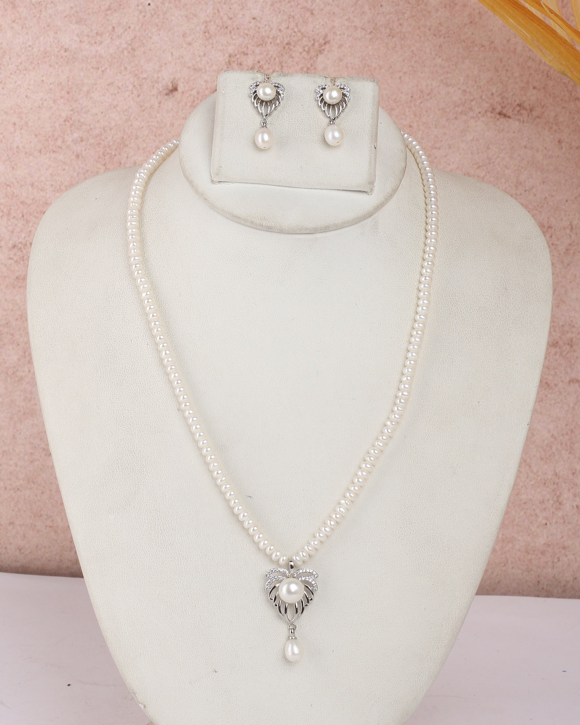 Real Natural Fresh Water Single String Small Size Pearls Set For Women With Certificate(D.No ADPRLS2337)