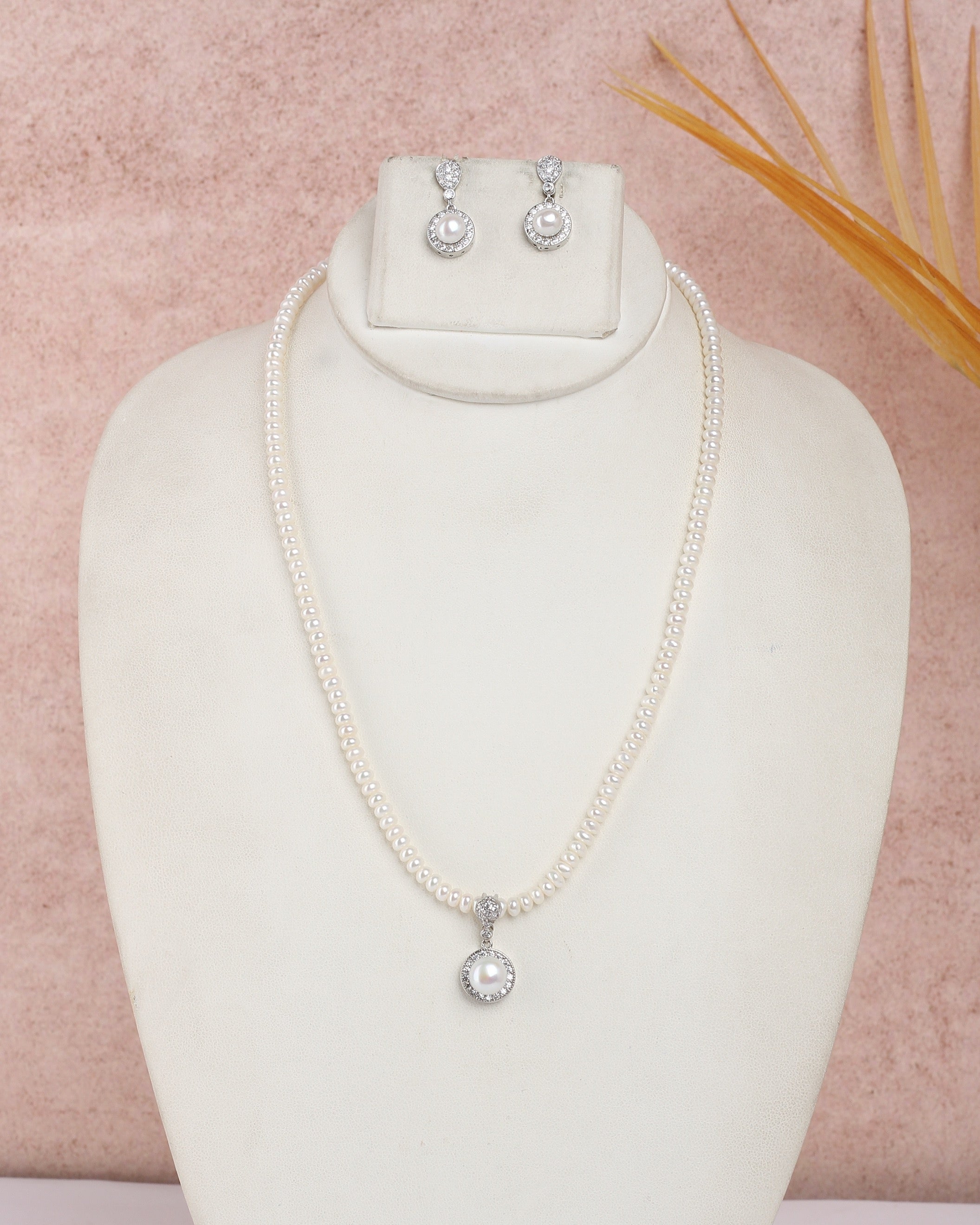 Real Natural Fresh Water Single String Small Size Pearls Set For Women With Certificate(D.No ADPRLS2340)