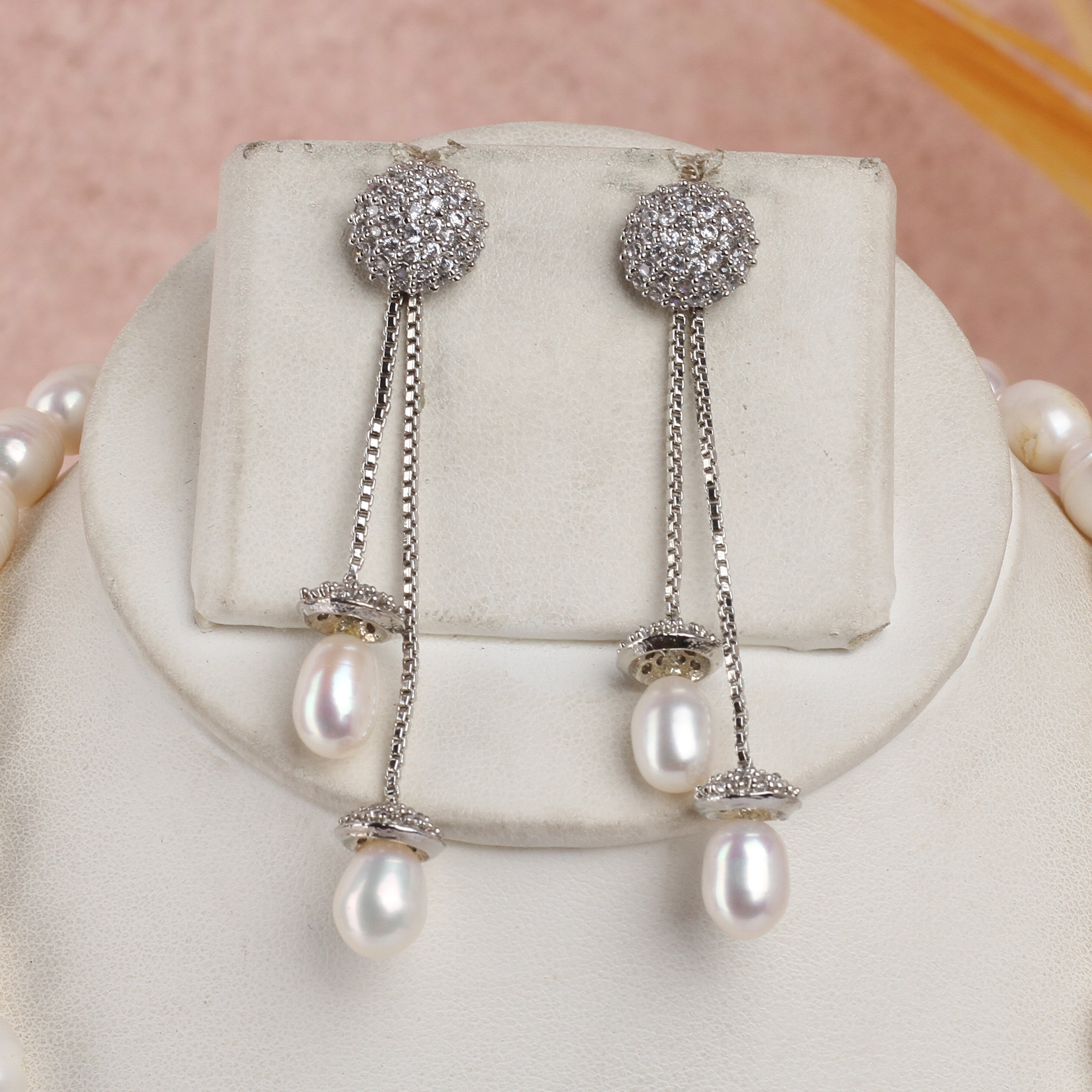 Real Natural Fresh Water Single String Pearls Set For Women With Certificate(D.No ADPRLS2355)